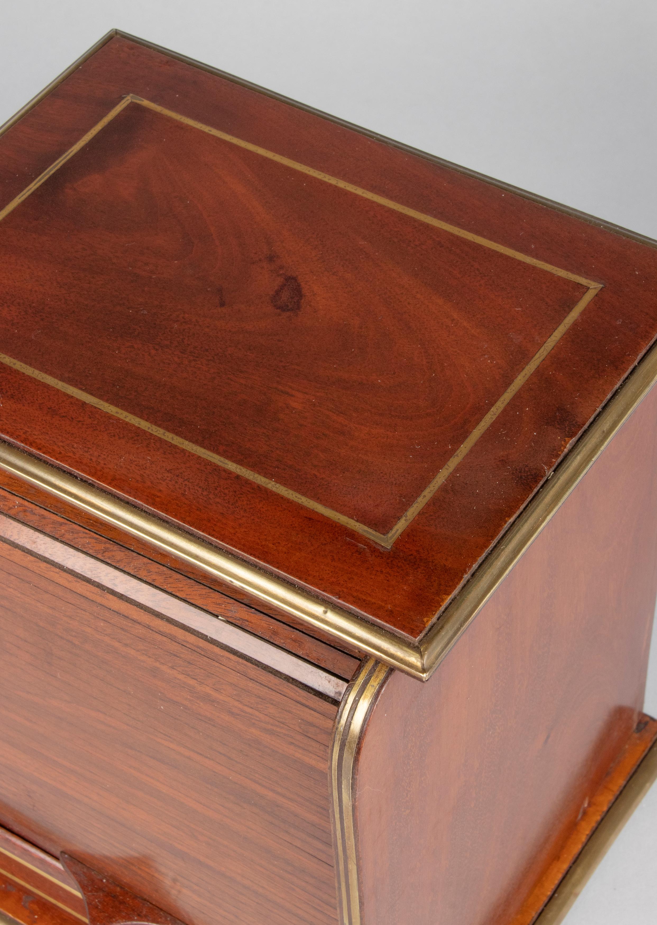 Antique Mahogany Cigar Box Humidor Tambour Sliding Door 4