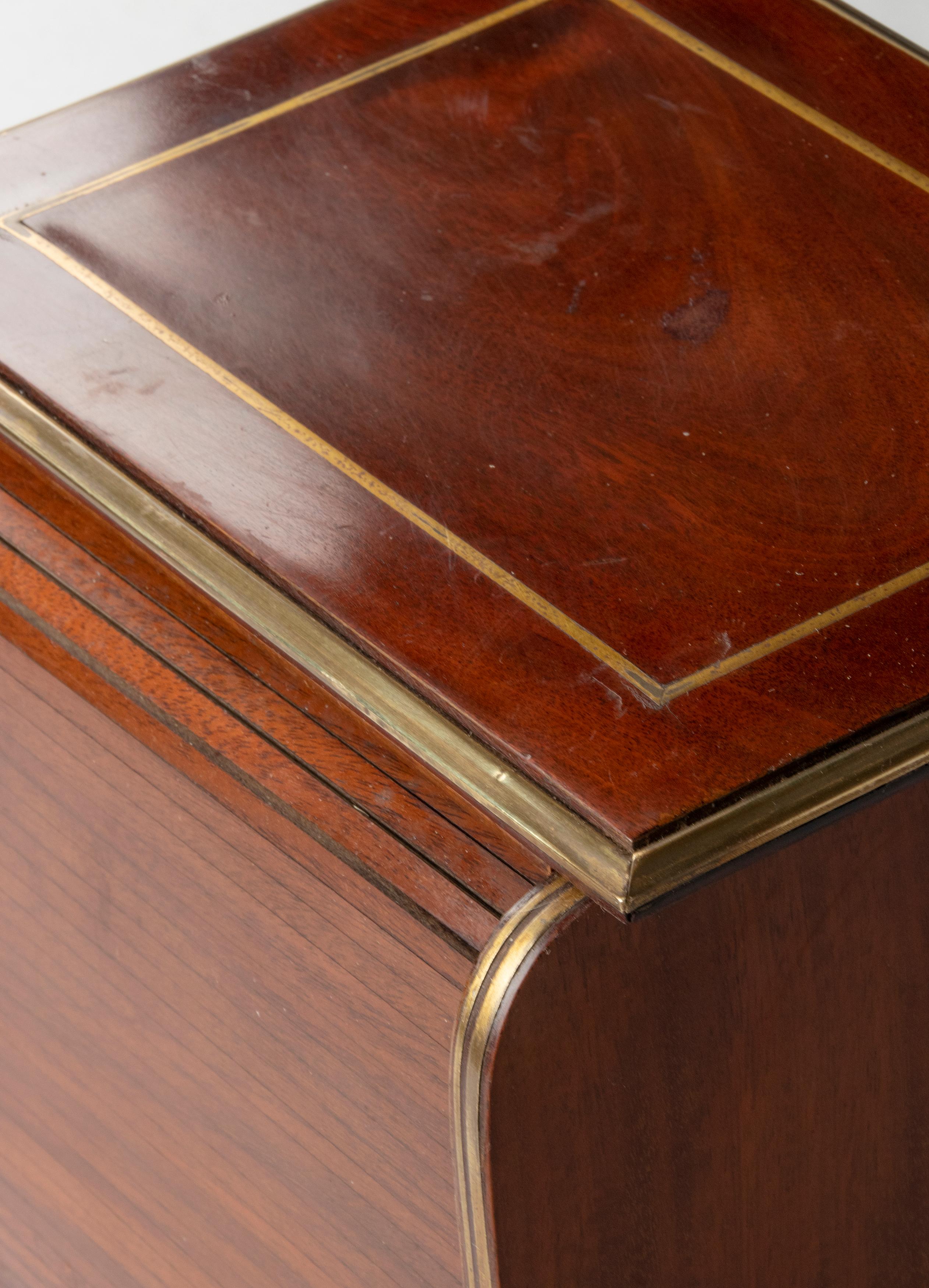 Antique Mahogany Cigar Box Humidor Tambour Sliding Door 9