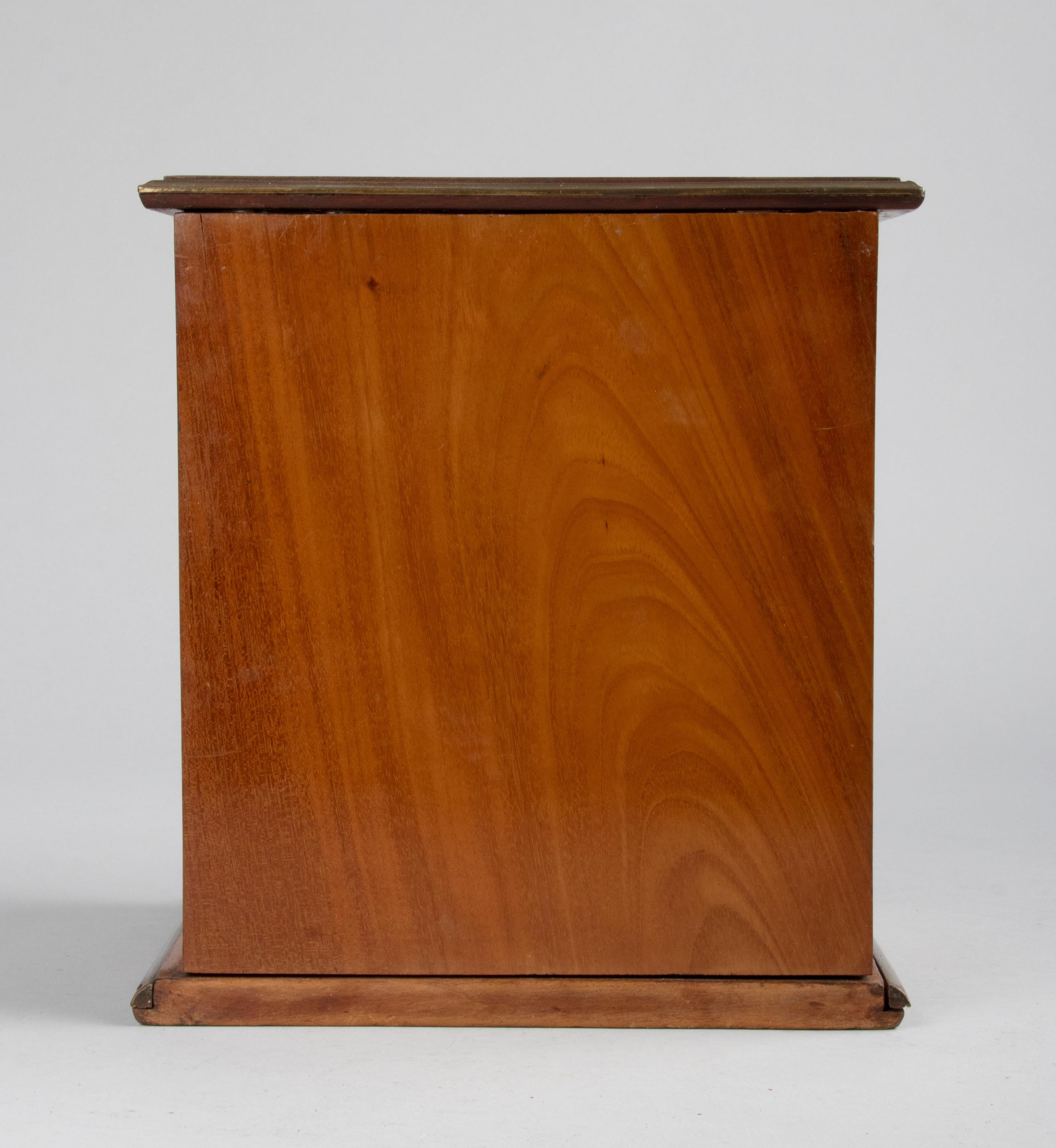 Antique Mahogany Cigar Box Humidor Tambour Sliding Door 10