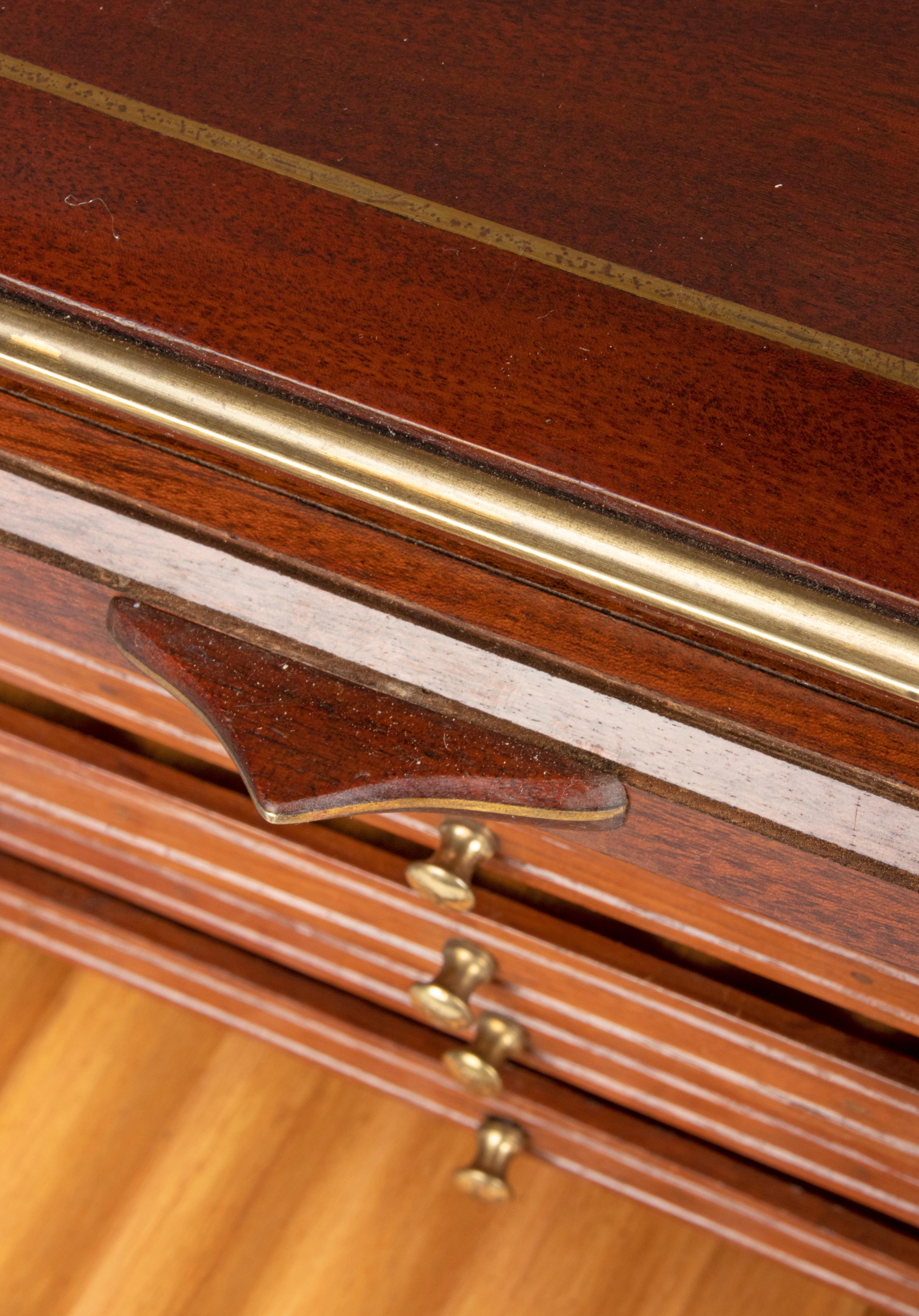 Art Deco Antique Mahogany Cigar Box Humidor Tambour Sliding Door