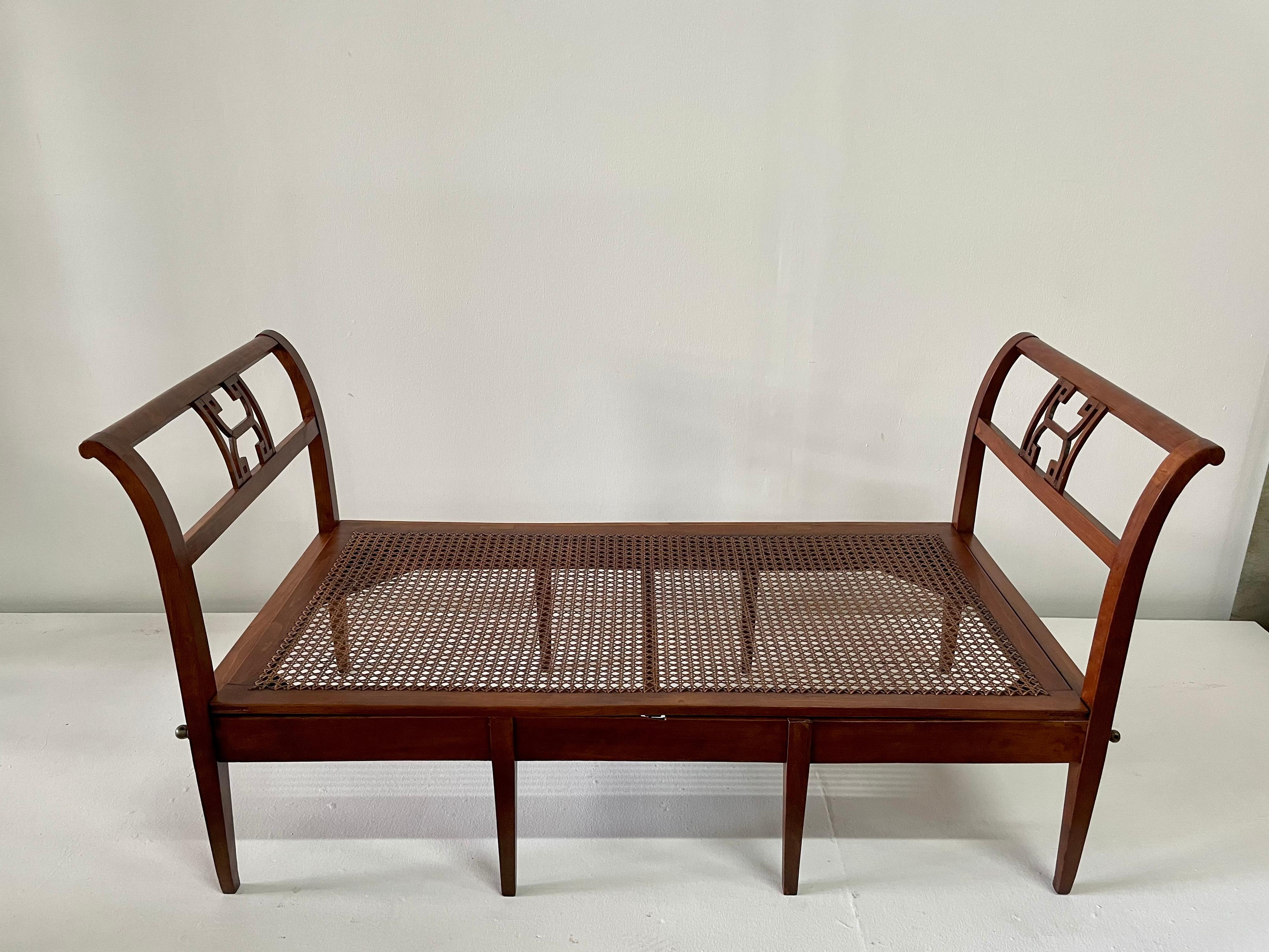 Antique Mahogany Classical Day Bed with Woven Cane Base For Sale 7