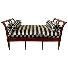 Used Mahogany Classical Day Bed with Woven Cane Base