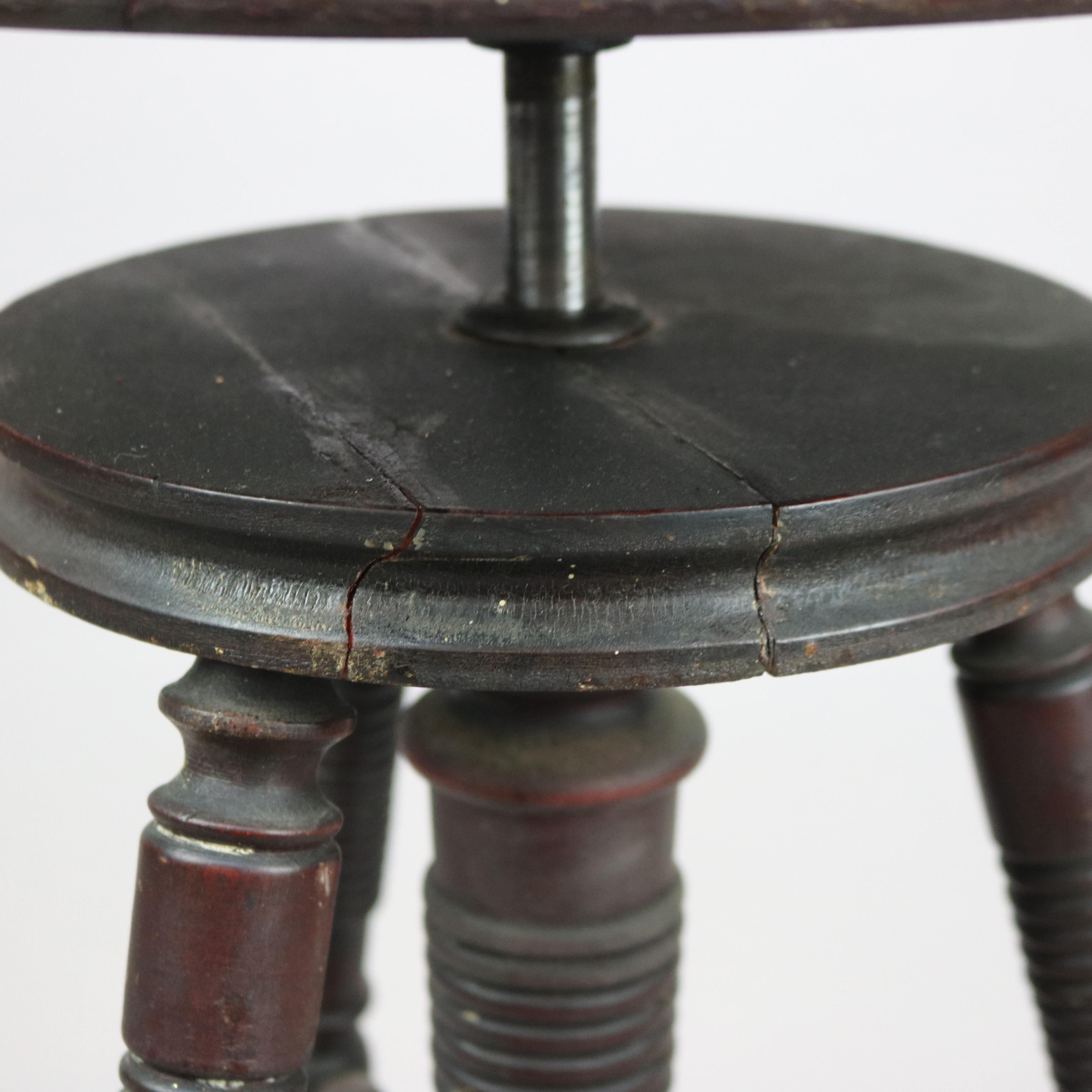 Antique Mahogany Claw Foot Piano Stool circa 1900 2