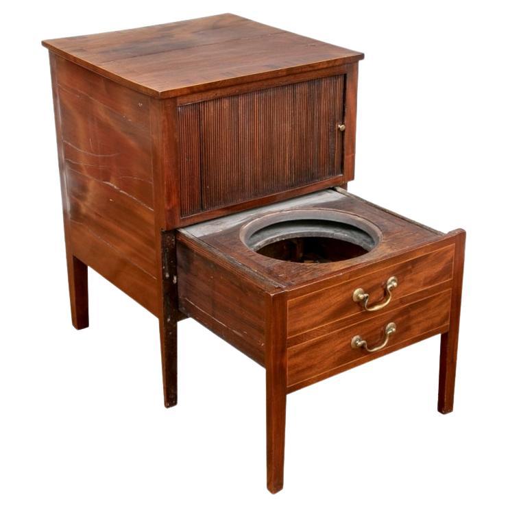 Antique Mahogany Commode Stand with Tamboured Front For Sale