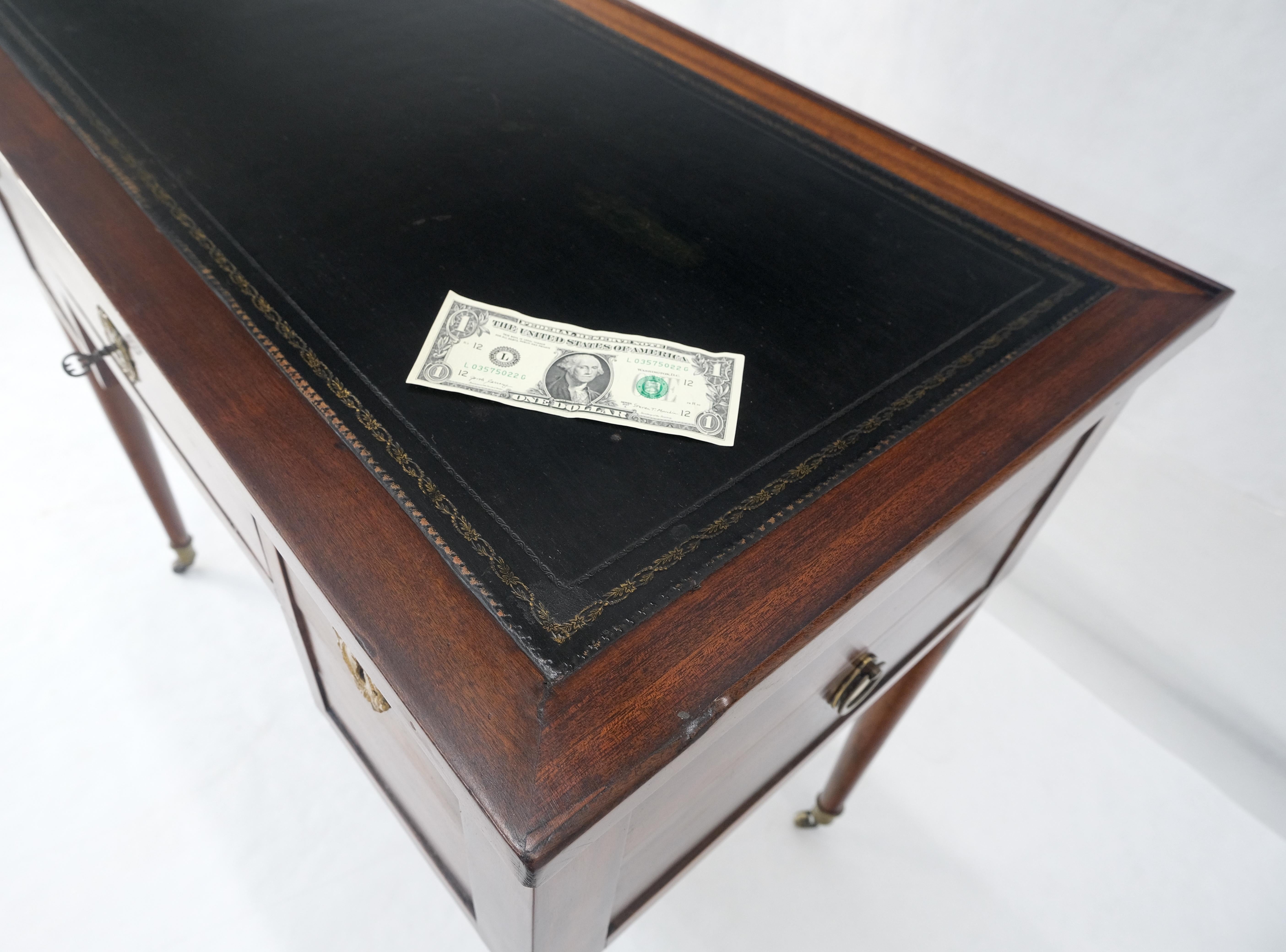 Antique Mahogany Compact  20x35 Writing Table Console Desk Side Drawer Leather For Sale 4