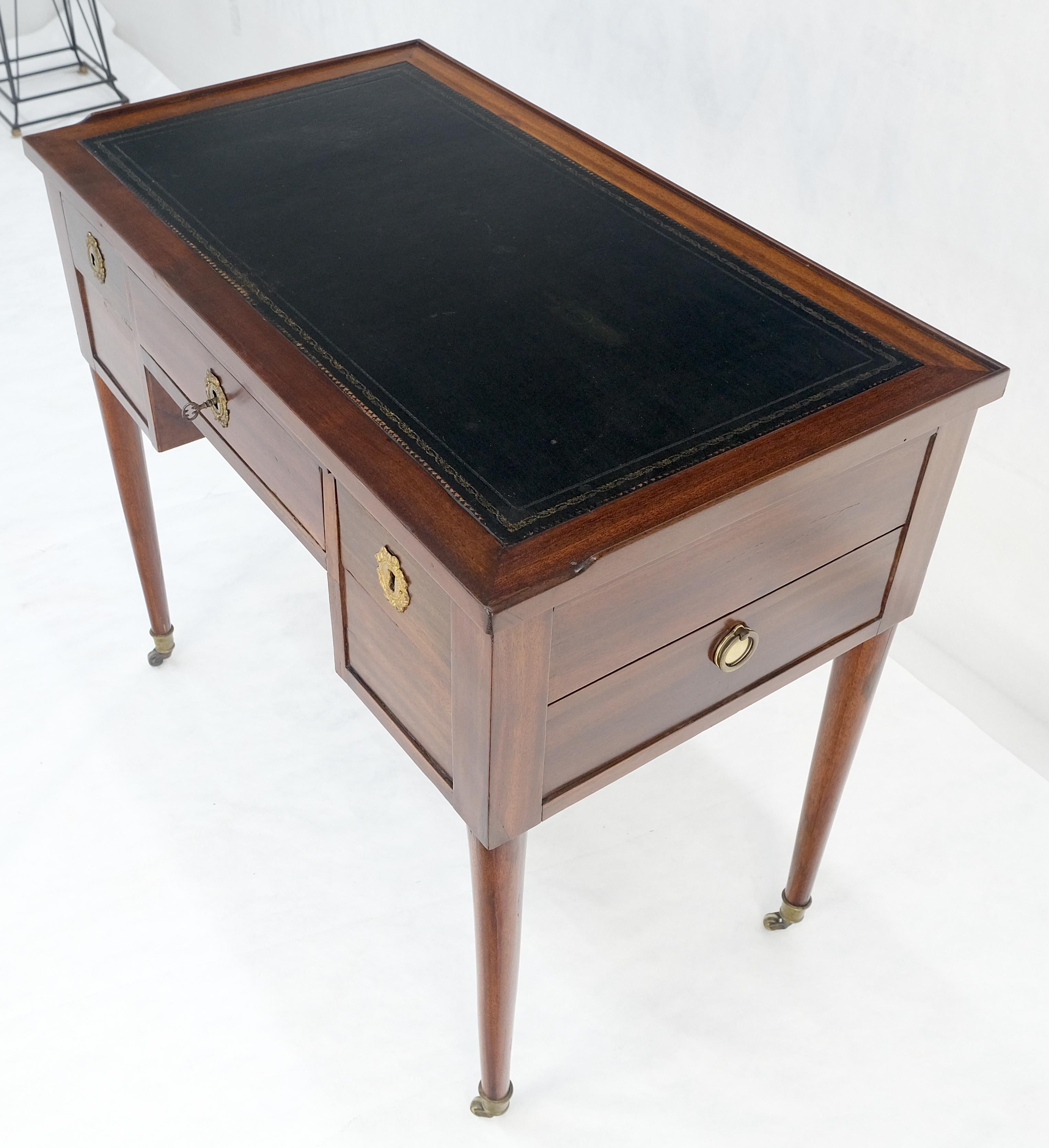 Antique Mahogany Compact  20x35 Writing Table Console Desk Side Drawer Leather For Sale 5