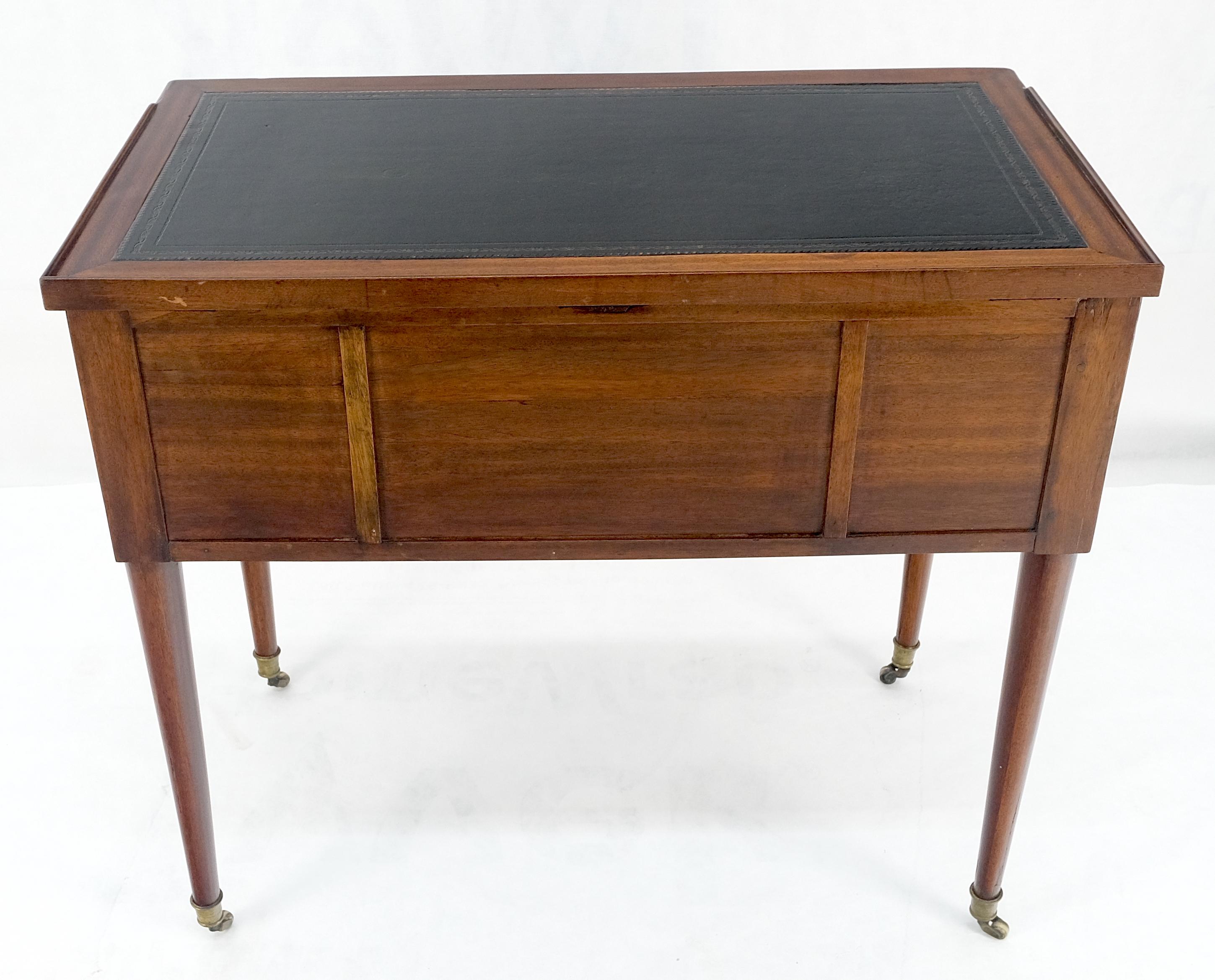 Antique Mahogany Compact  20x35 Writing Table Console Desk Side Drawer Leather For Sale 10