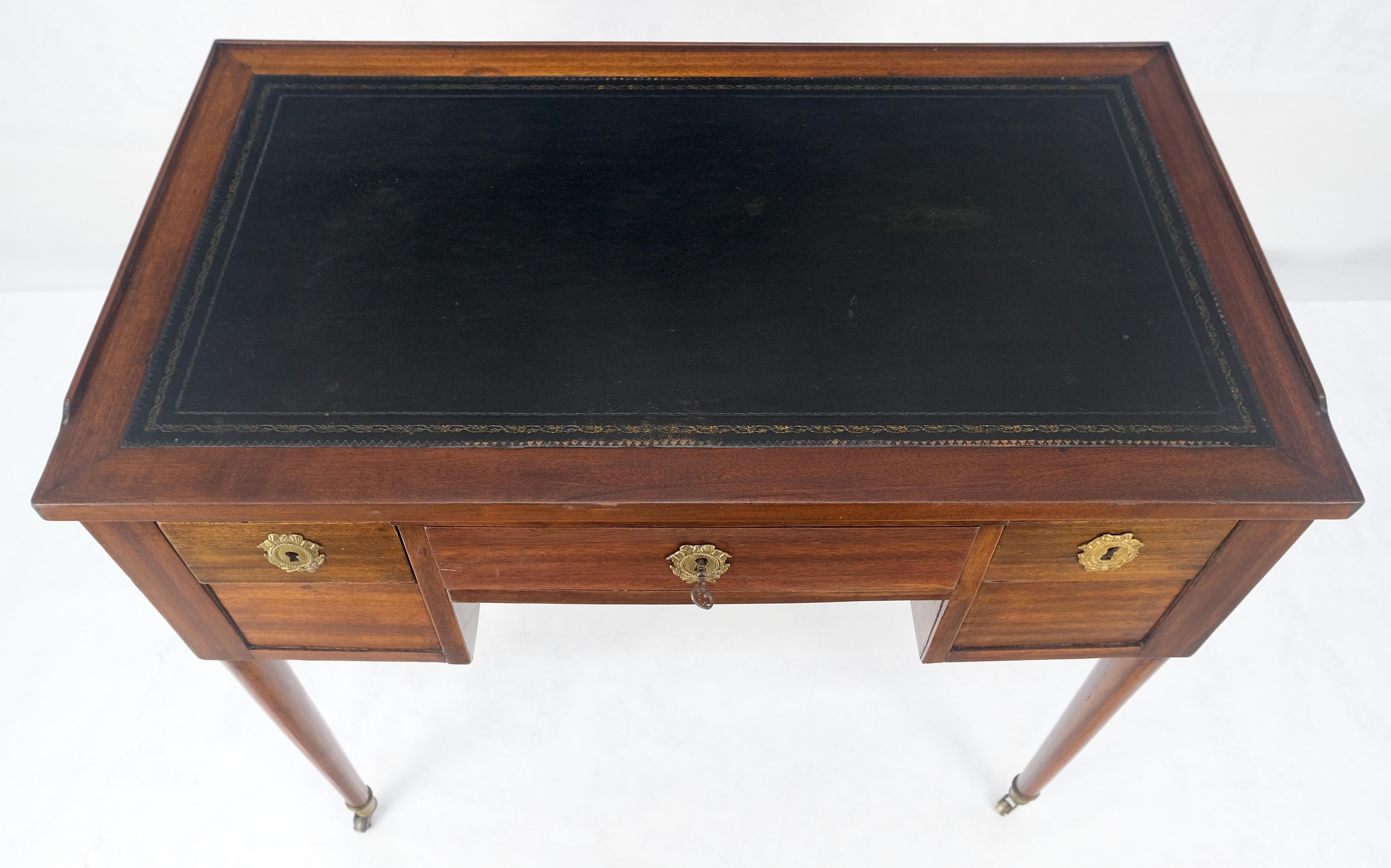 Federal Antique Mahogany Compact  20x35 Writing Table Console Desk Side Drawer Leather For Sale