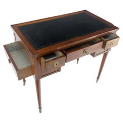 Antique Mahogany Compact  20x35 Writing Table Console Desk Side Drawer Leather