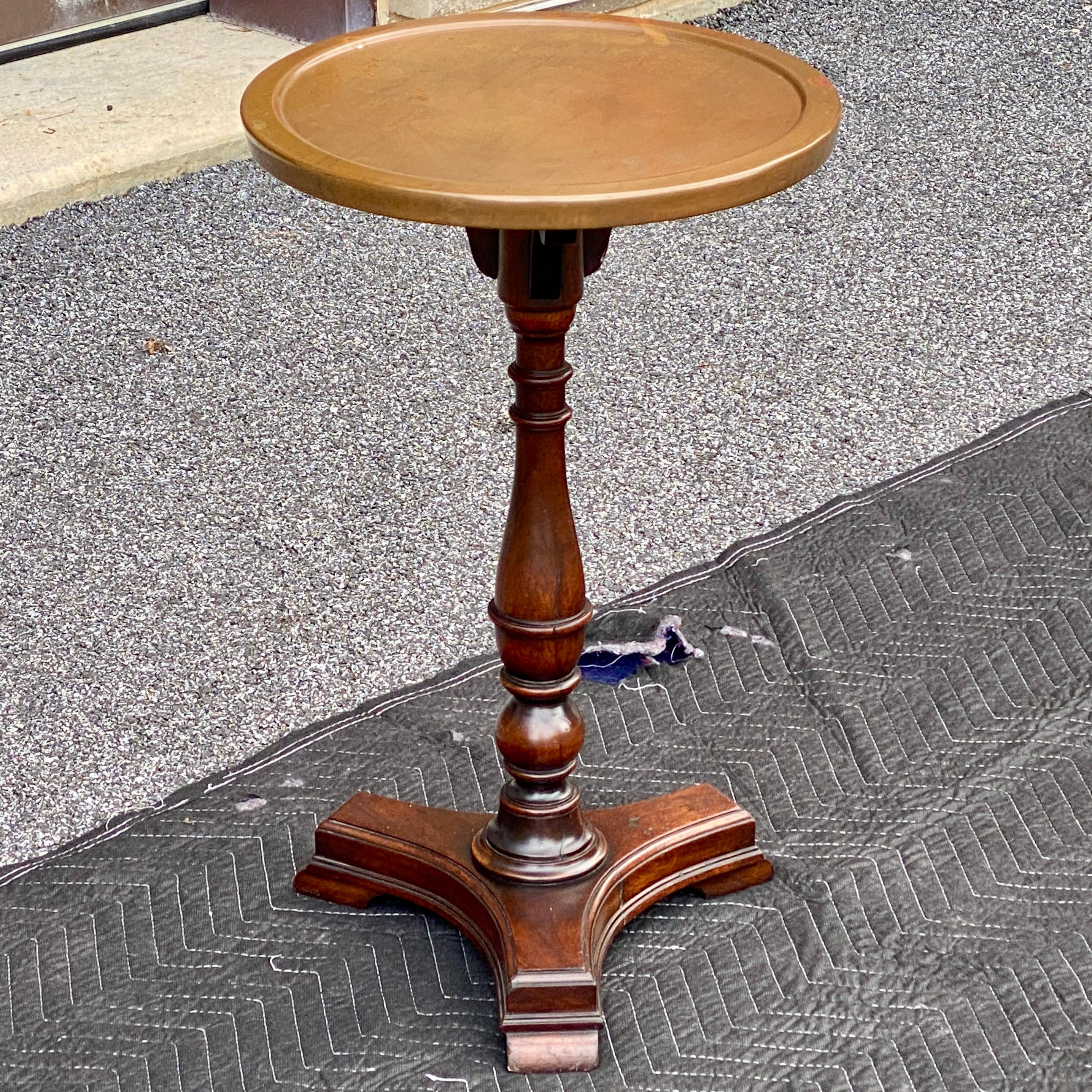 Antique Mahogany Copper Top Turned Pedestal Side Drinks Table Plant Stand 5