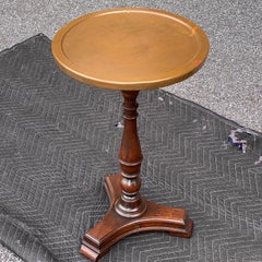Antique Mahogany Copper Top Turned Pedestal Side Drinks Table Plant Stand