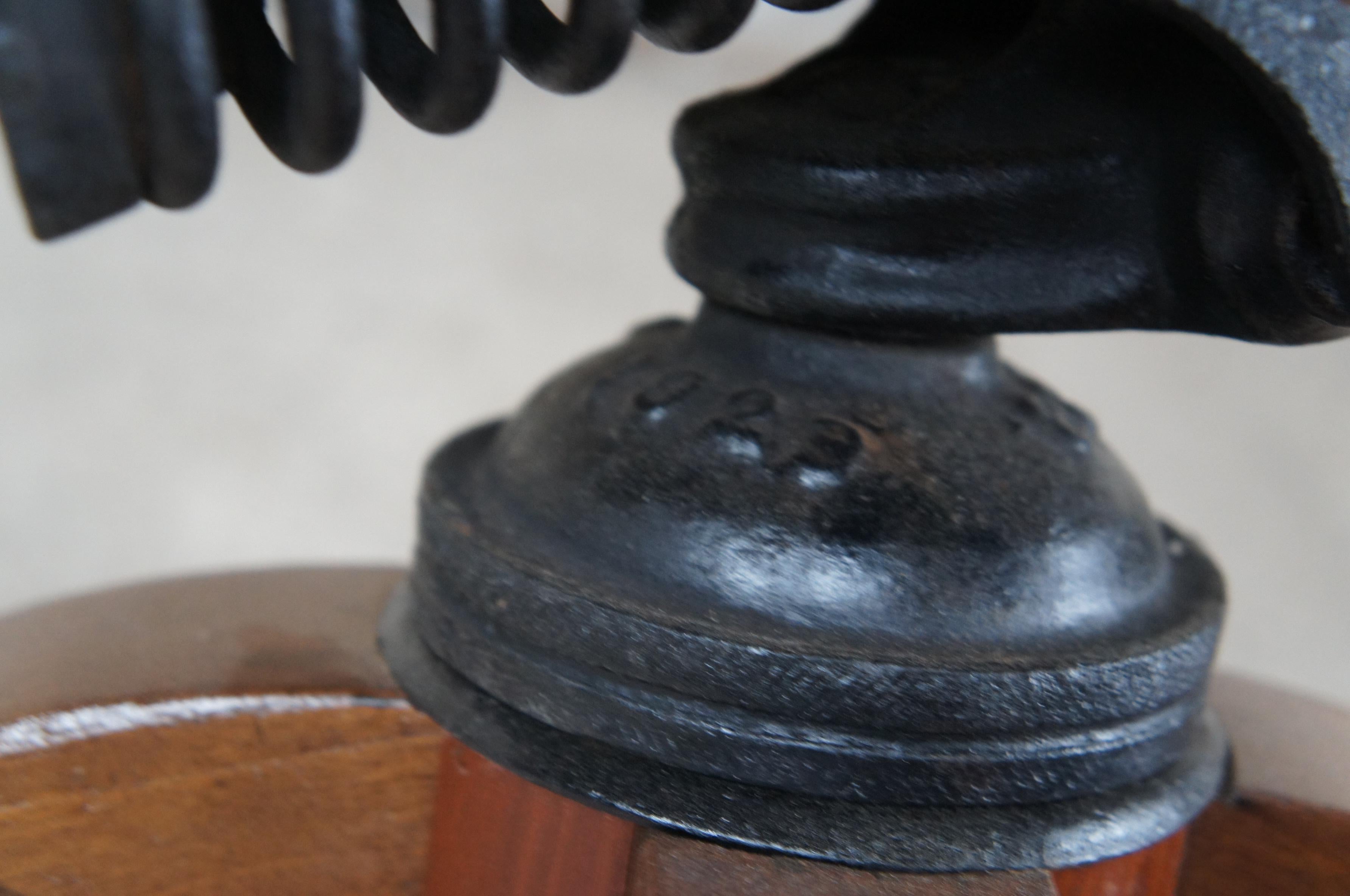 Antique Mahogany Cowhide Nailhead Executive Library Desk Swivel Arm Chair  6