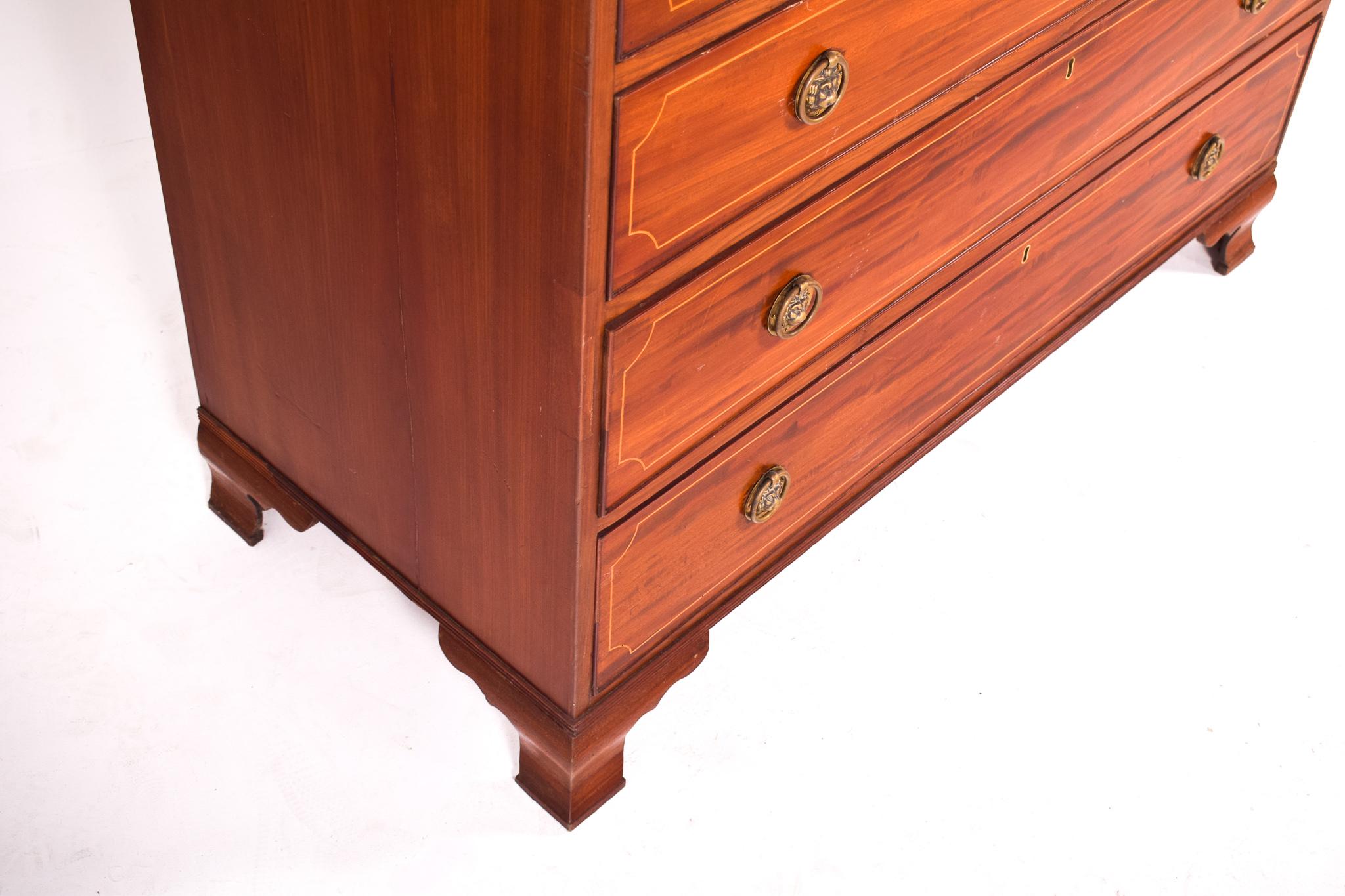 Hepplewhite Antique Mahogany, D. Maria Style, Chest of Drawers For Sale