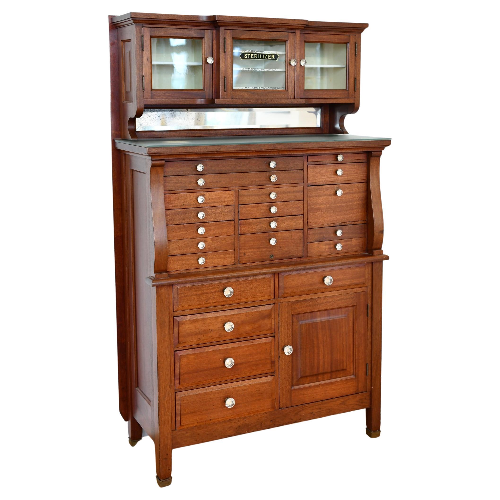 Antique Mahogany Dental Cabinet by American Cabinet Co. For Sale