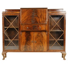 Antique Mahogany Desk, Bookcase Sides, Scotland 1920, B2407
