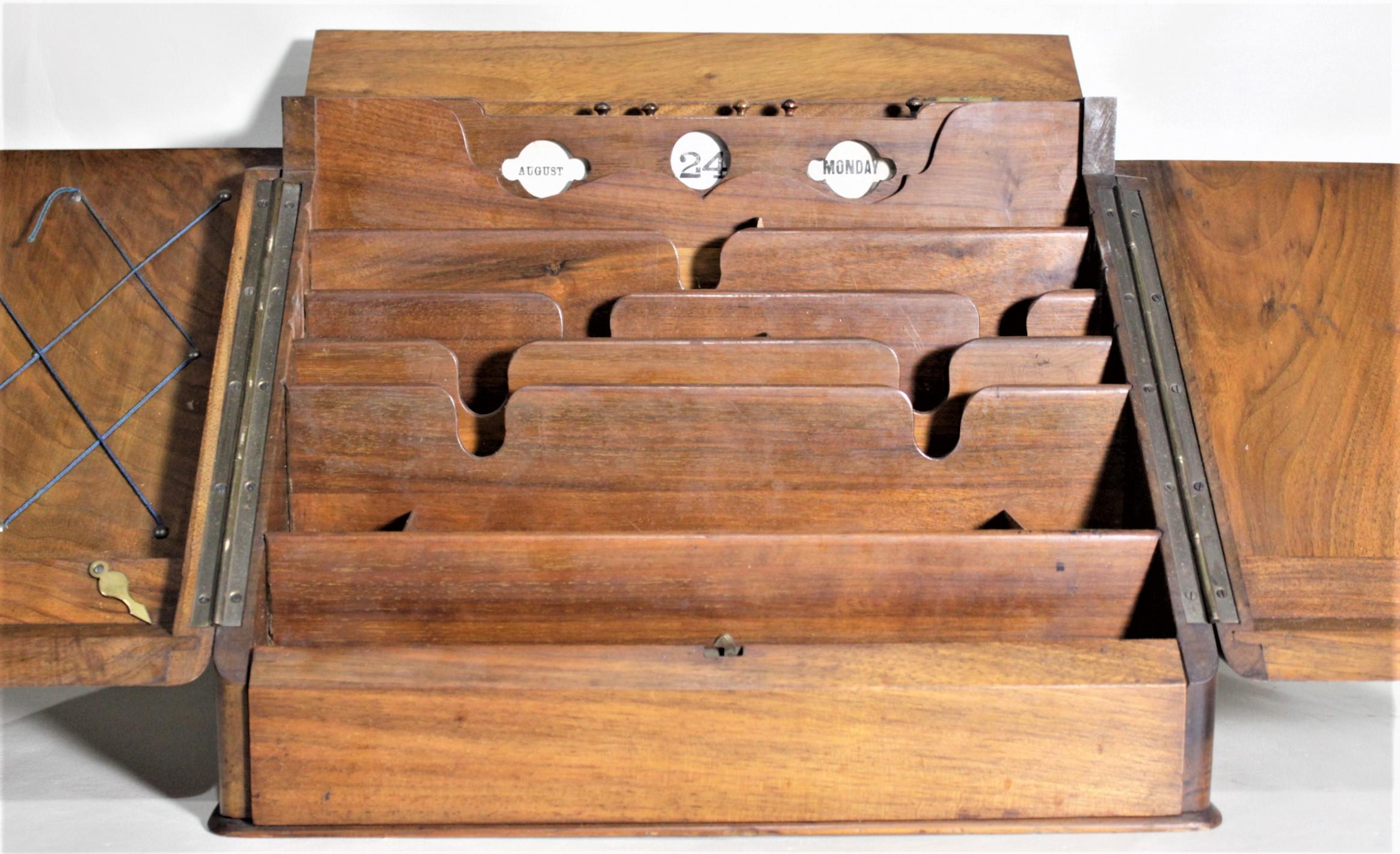 20th Century Antique Mahogany Desk Top Organizer or Storage Chest with Perpetual Calendar For Sale