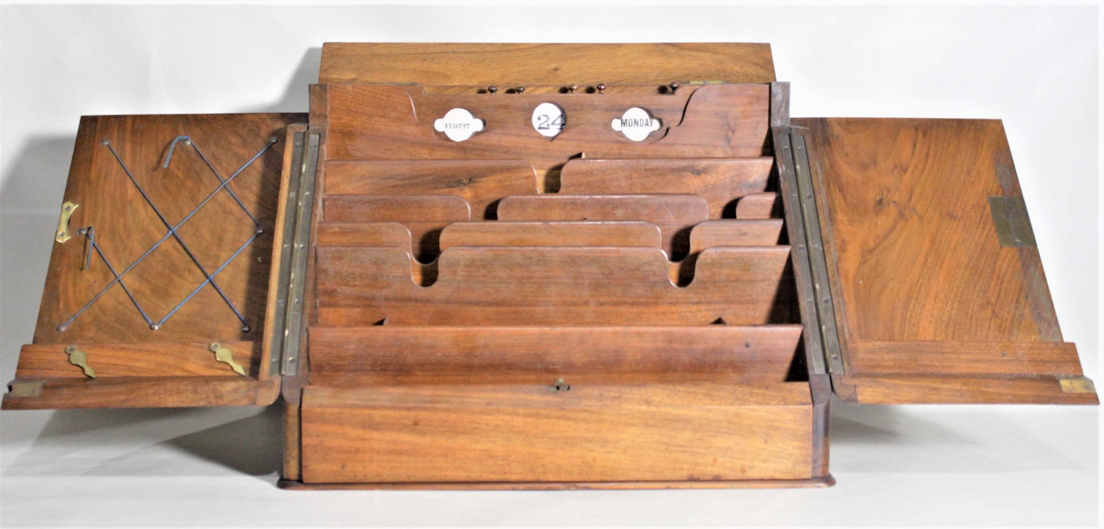 Antique Mahogany Desk Top Organizer or Storage Chest with Perpetual Calendar In Good Condition For Sale In Hamilton, Ontario