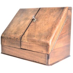 Used Mahogany Desk Top Organizer or Storage Chest with Perpetual Calendar