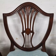 Antique Mahogany Dining Chairs Federal Hepplewhite Shield Back Set of 6