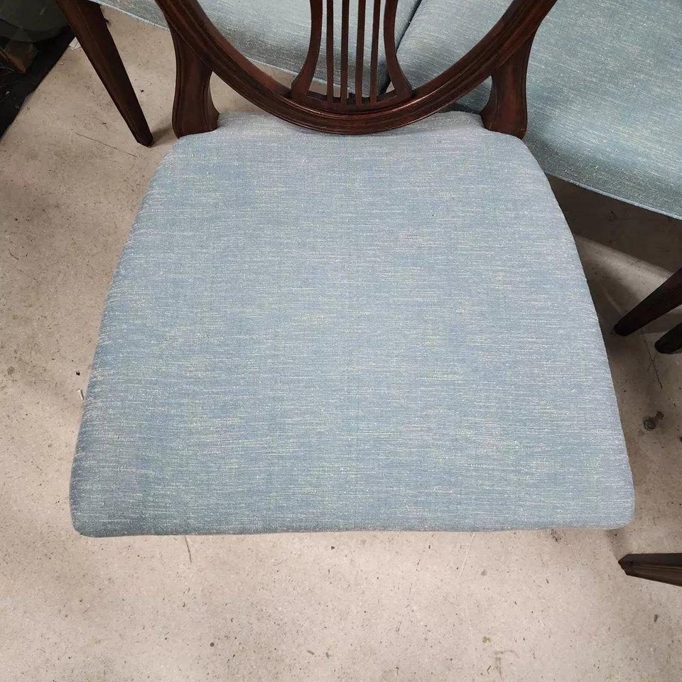 Mogano Sedie da pranzo antiche in mogano Feder Hepplewhite con schienale a scudo, set di 6 pezzi in vendita
