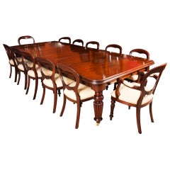 Antique Mahogany Dining Conference Table 19th Century & 12 Chairs