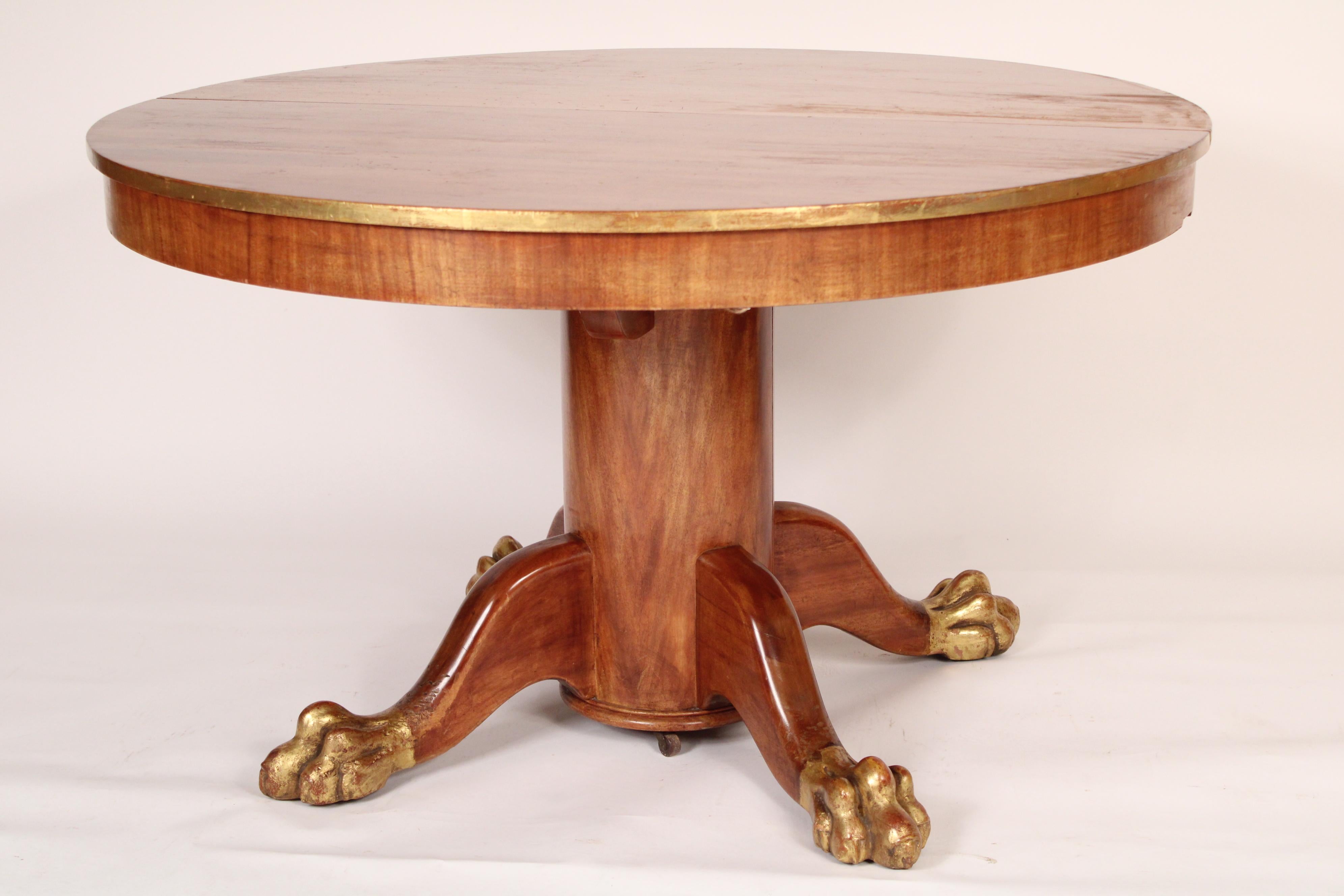 Empire Antique Mahogany Dining Room / Center Table with Gilt Highlights For Sale