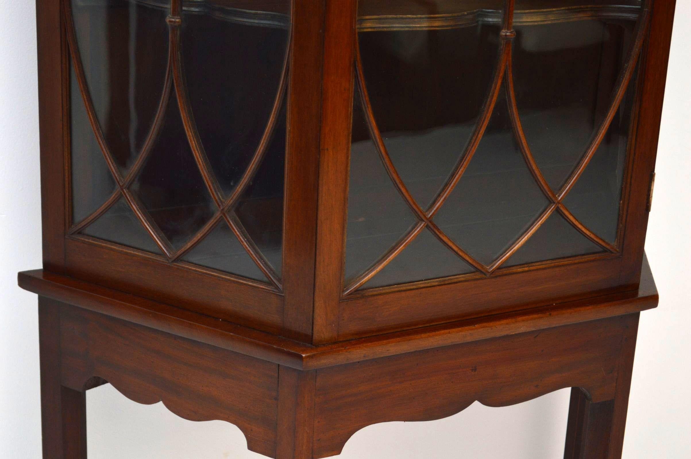 English Antique Mahogany Display Cabinet on Stand