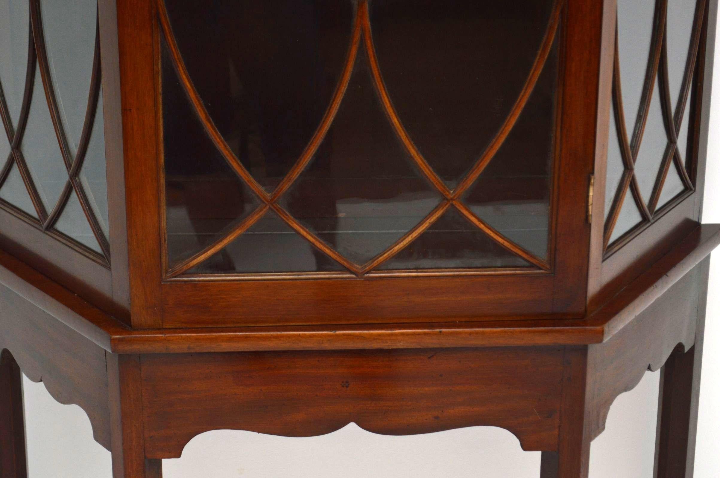 Antique Mahogany Display Cabinet on Stand 1
