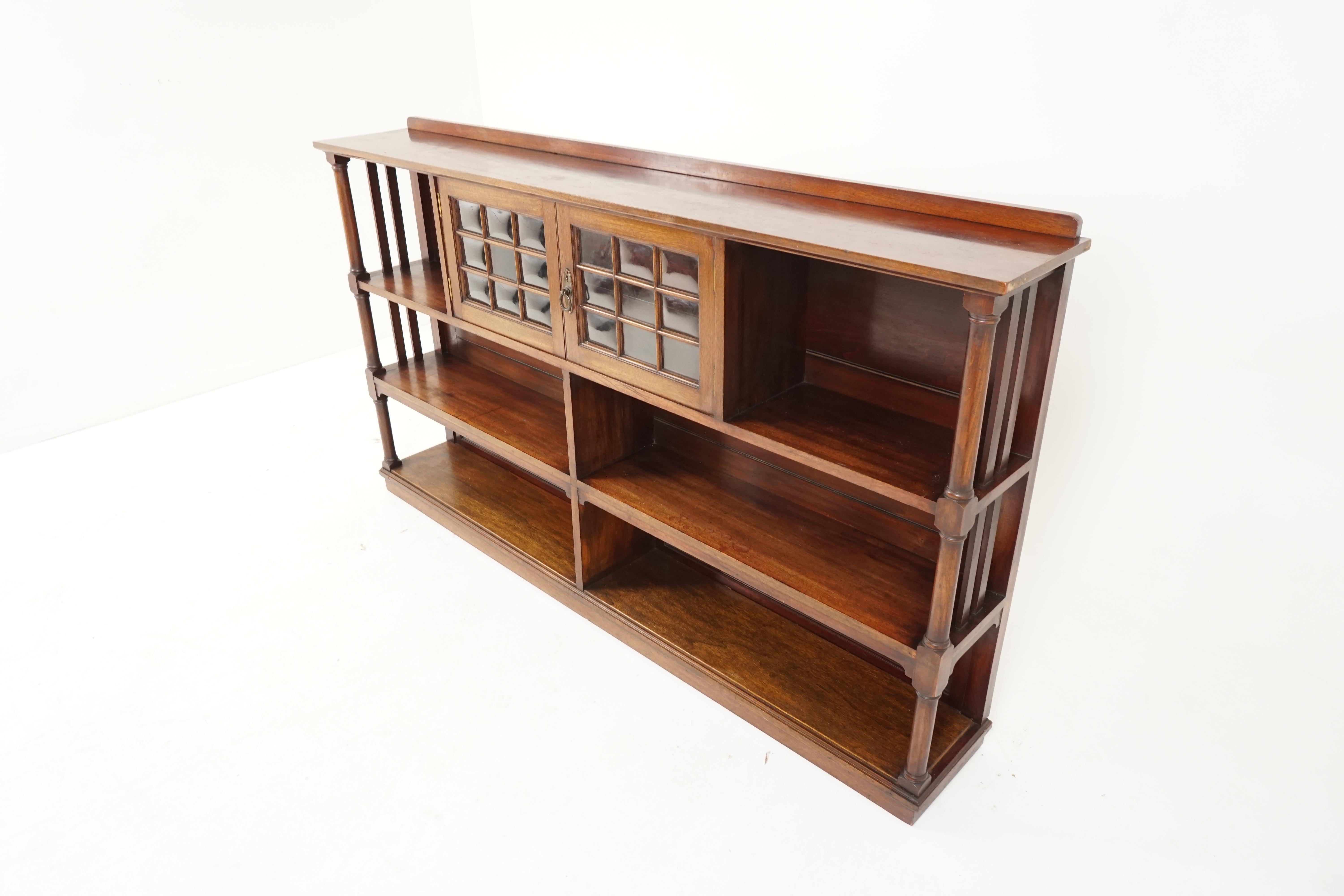 Hand-Crafted Antique Walnut Display Cabinet, Open Bookcase, Scotland 1910, B2255