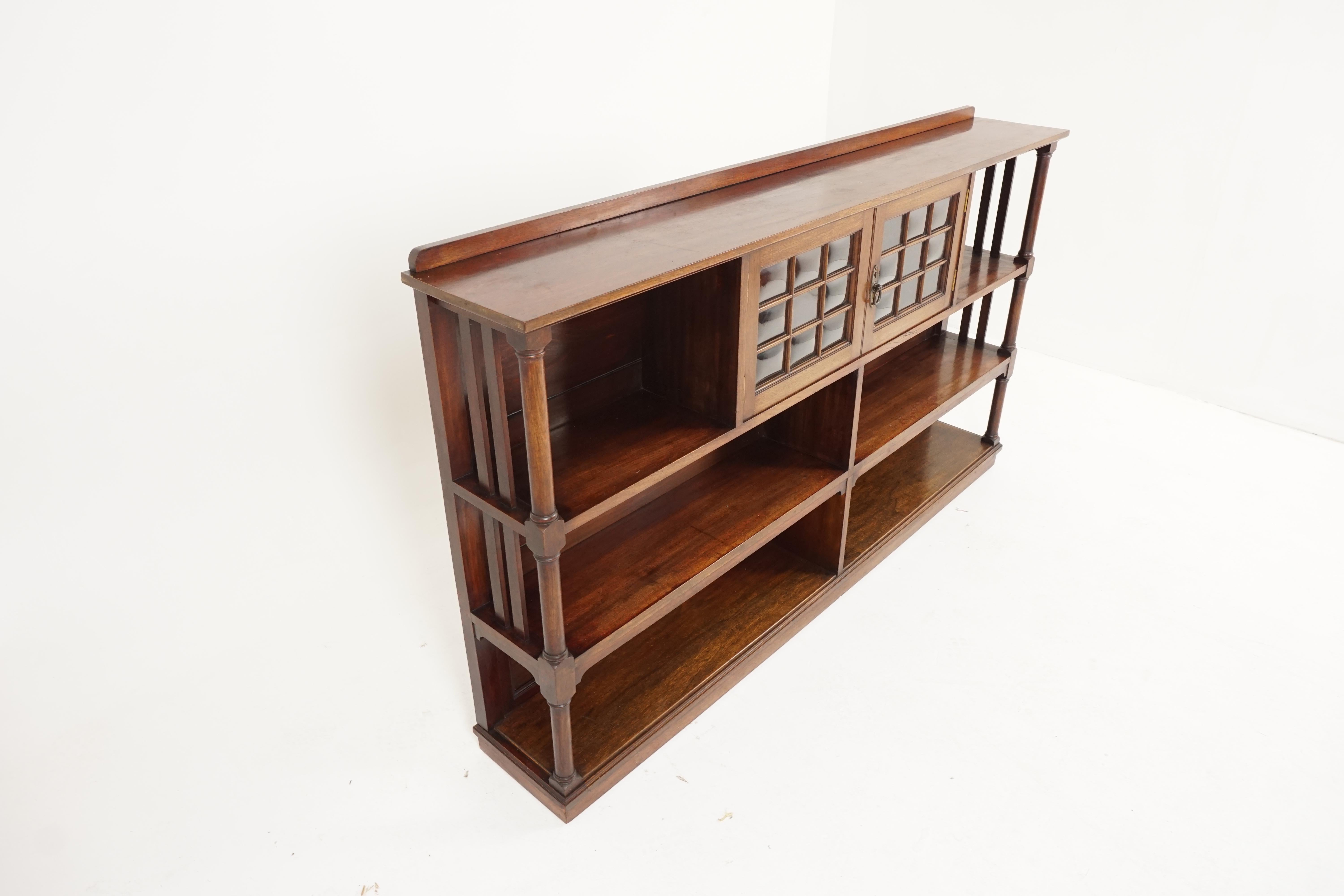 Antique Walnut Display Cabinet, Open Bookcase, Scotland 1910, B2255 In Good Condition In Vancouver, BC