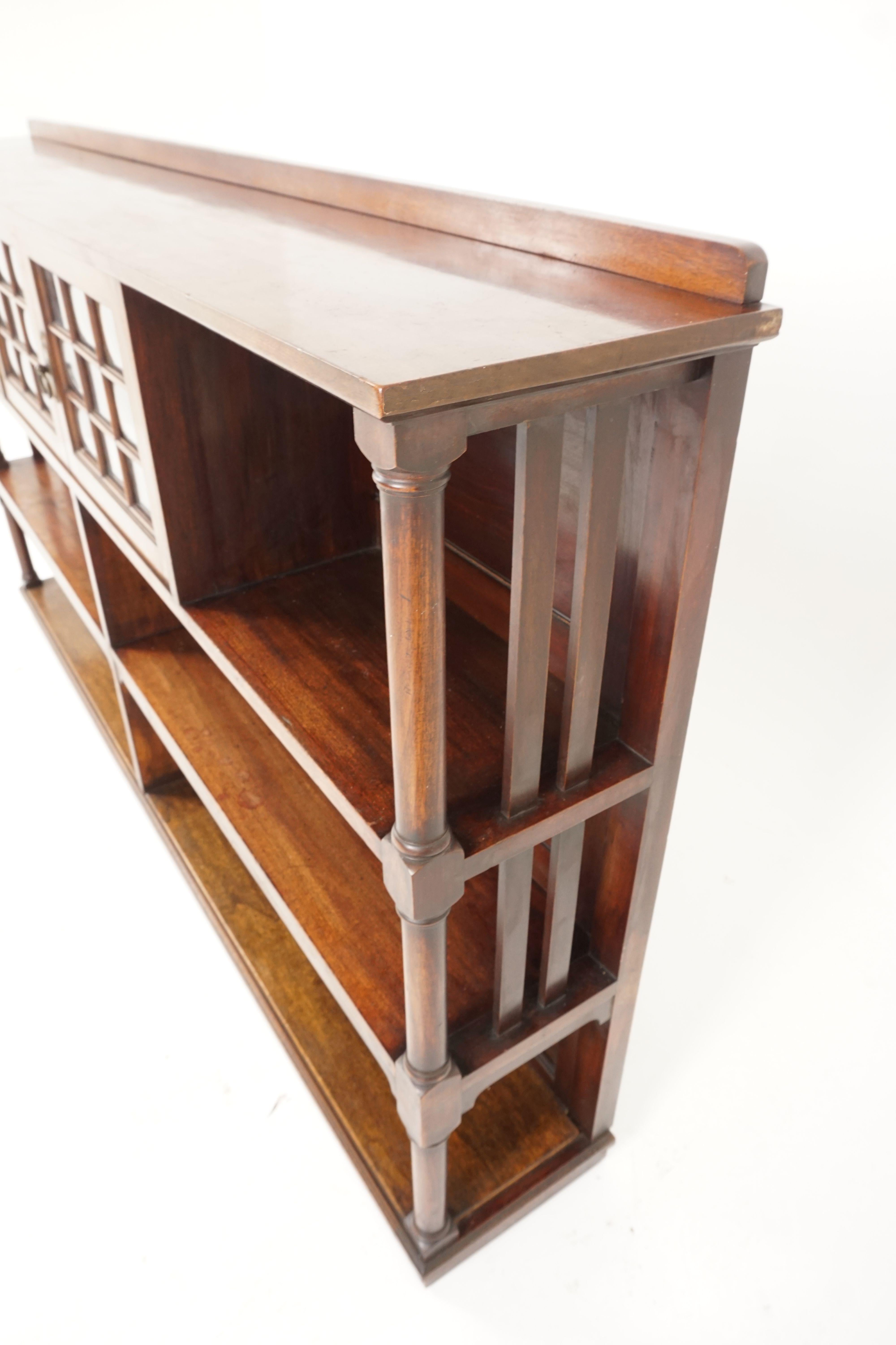 Antique Walnut Display Cabinet, Open Bookcase, Scotland 1910, B2255 1