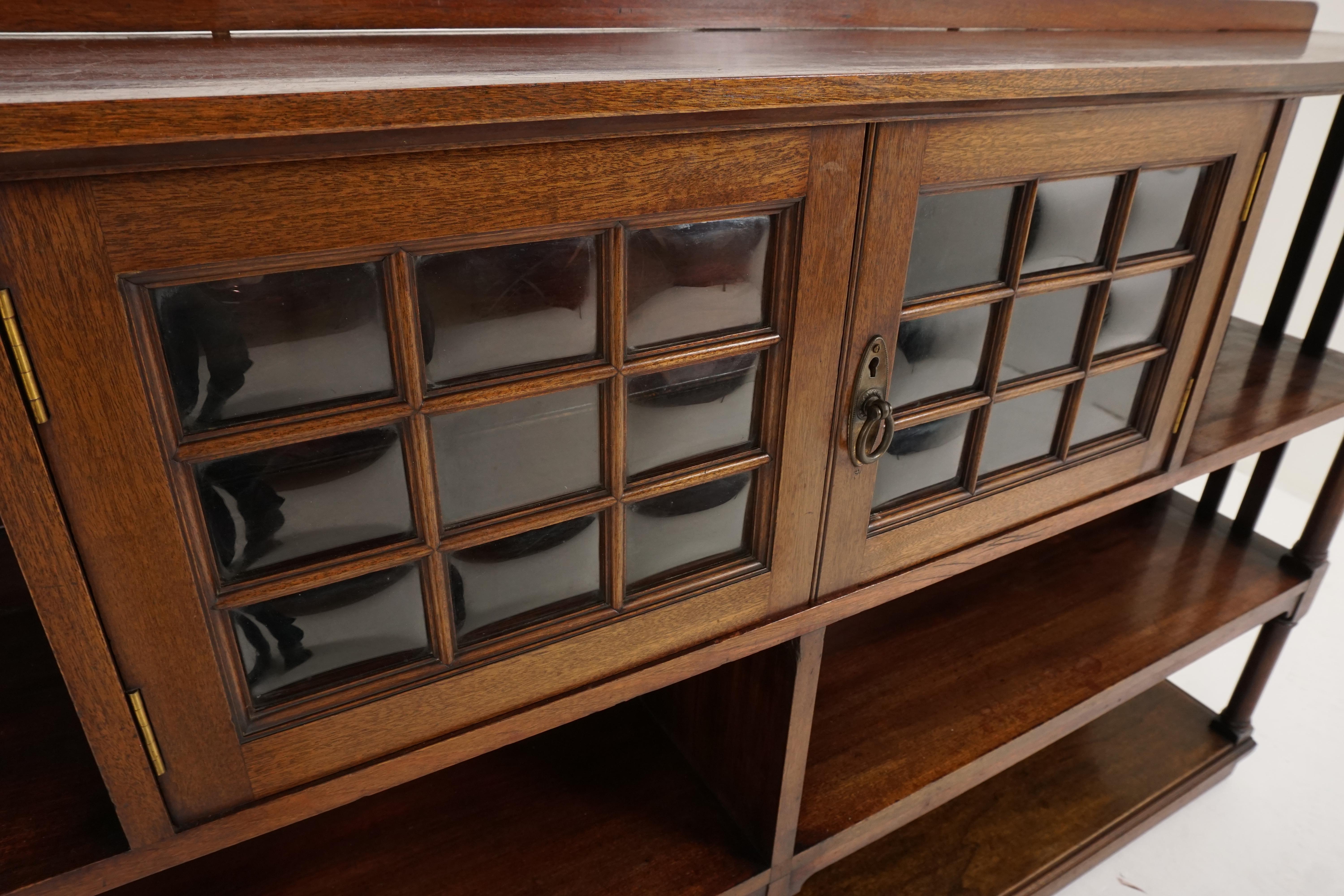 Antique Walnut Display Cabinet, Open Bookcase, Scotland 1910, B2255 2