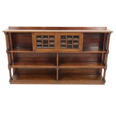 Antique Walnut Display Cabinet, Open Bookcase, Scotland 1910, B2255