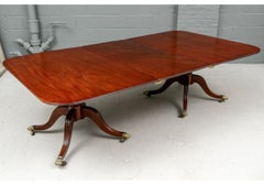 Antique Mahogany Double Pedestal Dining Table, Early 20th Century