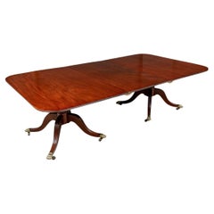 Antique Mahogany Double Pedestal Dining Table, Early 20th Century