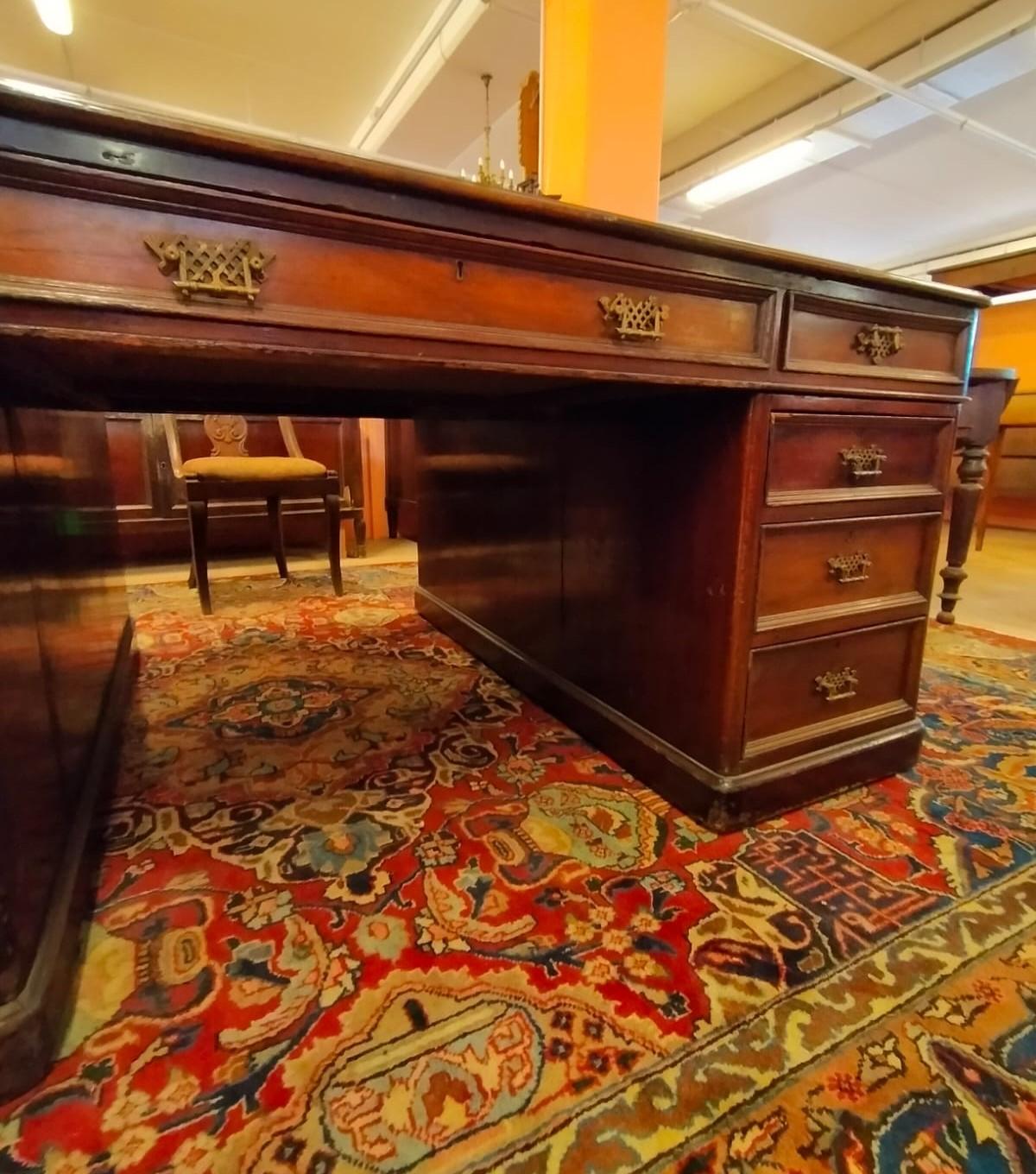 19th Century Antique Mahogany Double Sided  Desk of French origin For Sale