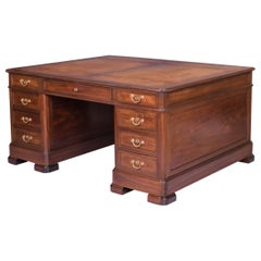Antique Mahogany Double Sided Executive Partners Desk