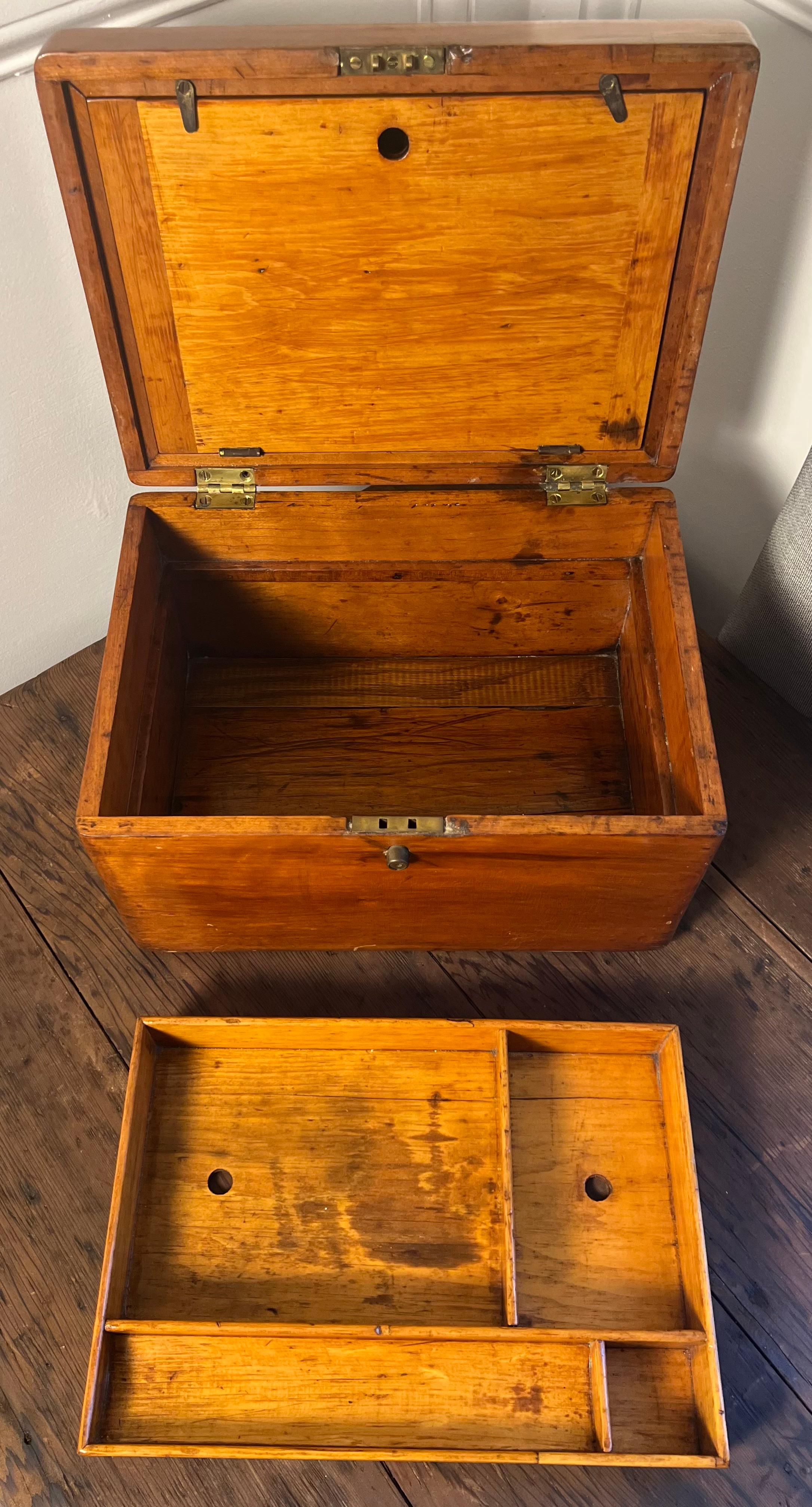 Antique Mahogany Dovetailed Officer's Writing or Desk Box 5