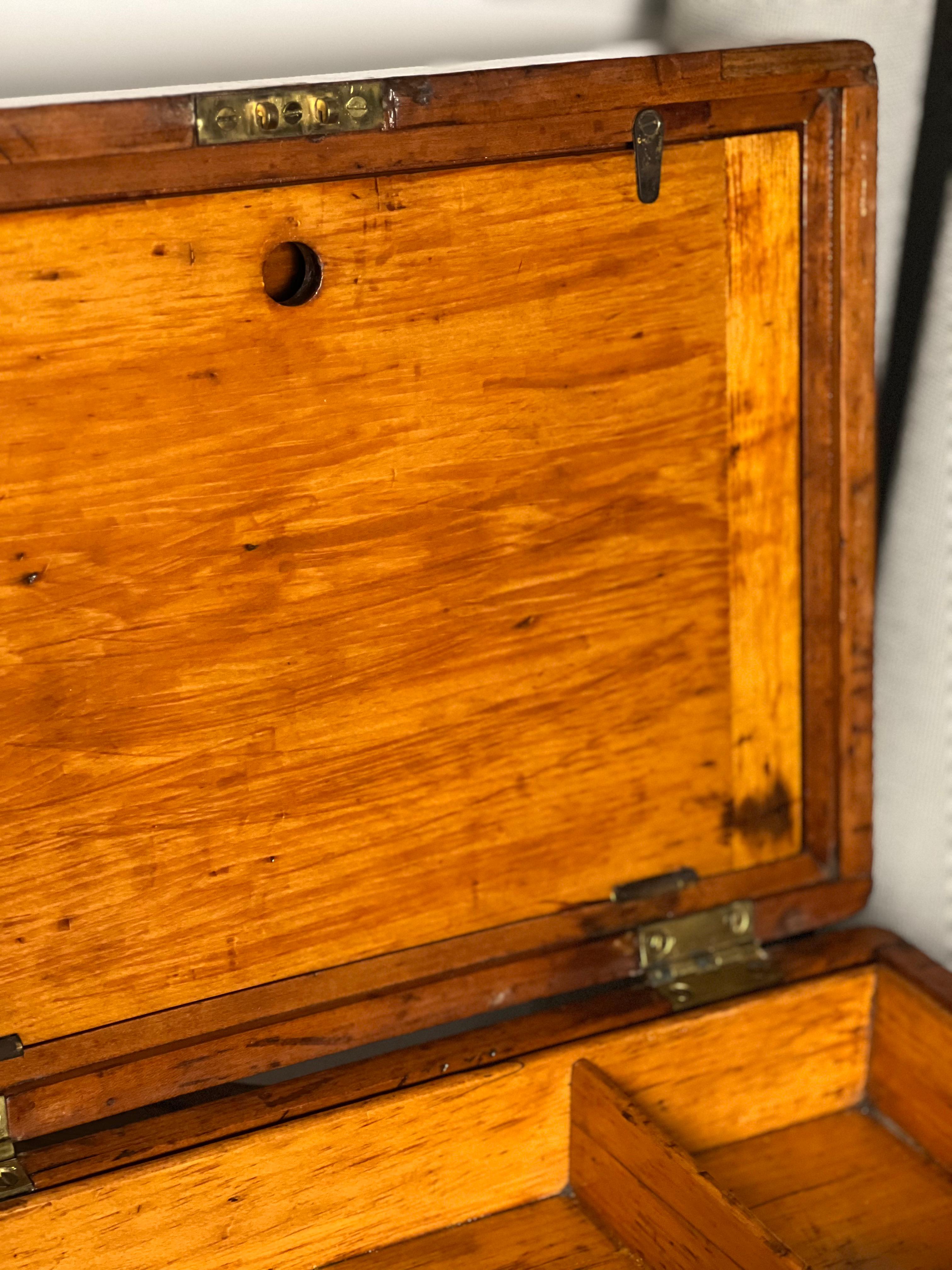 Antique Mahogany Dovetailed Officer's Writing or Desk Box 8