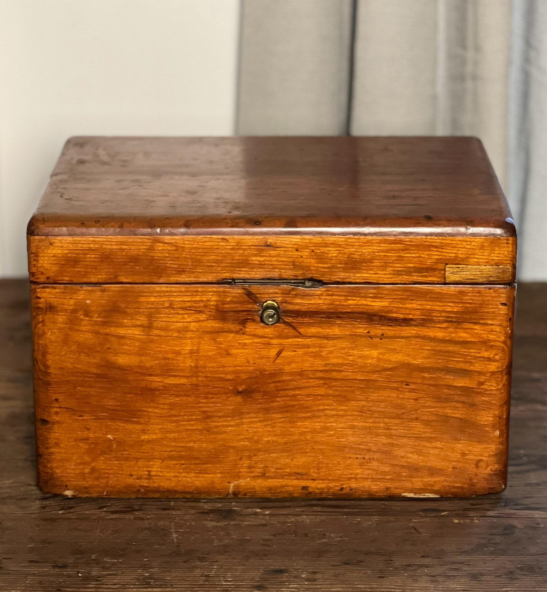 19th Century Antique Mahogany Dovetailed Officer's Writing or Desk Box