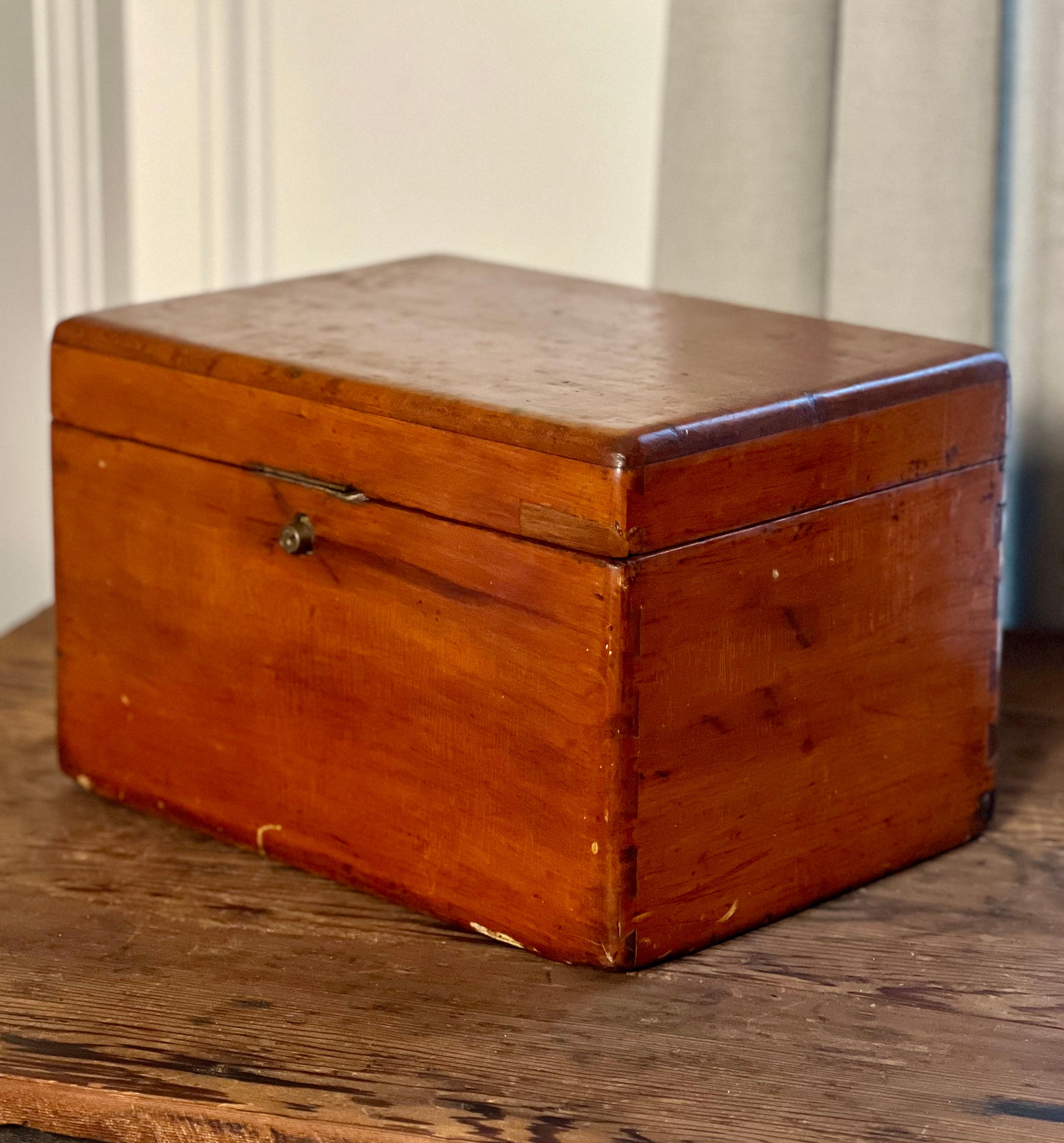 Brass Antique Mahogany Dovetailed Officer's Writing or Desk Box