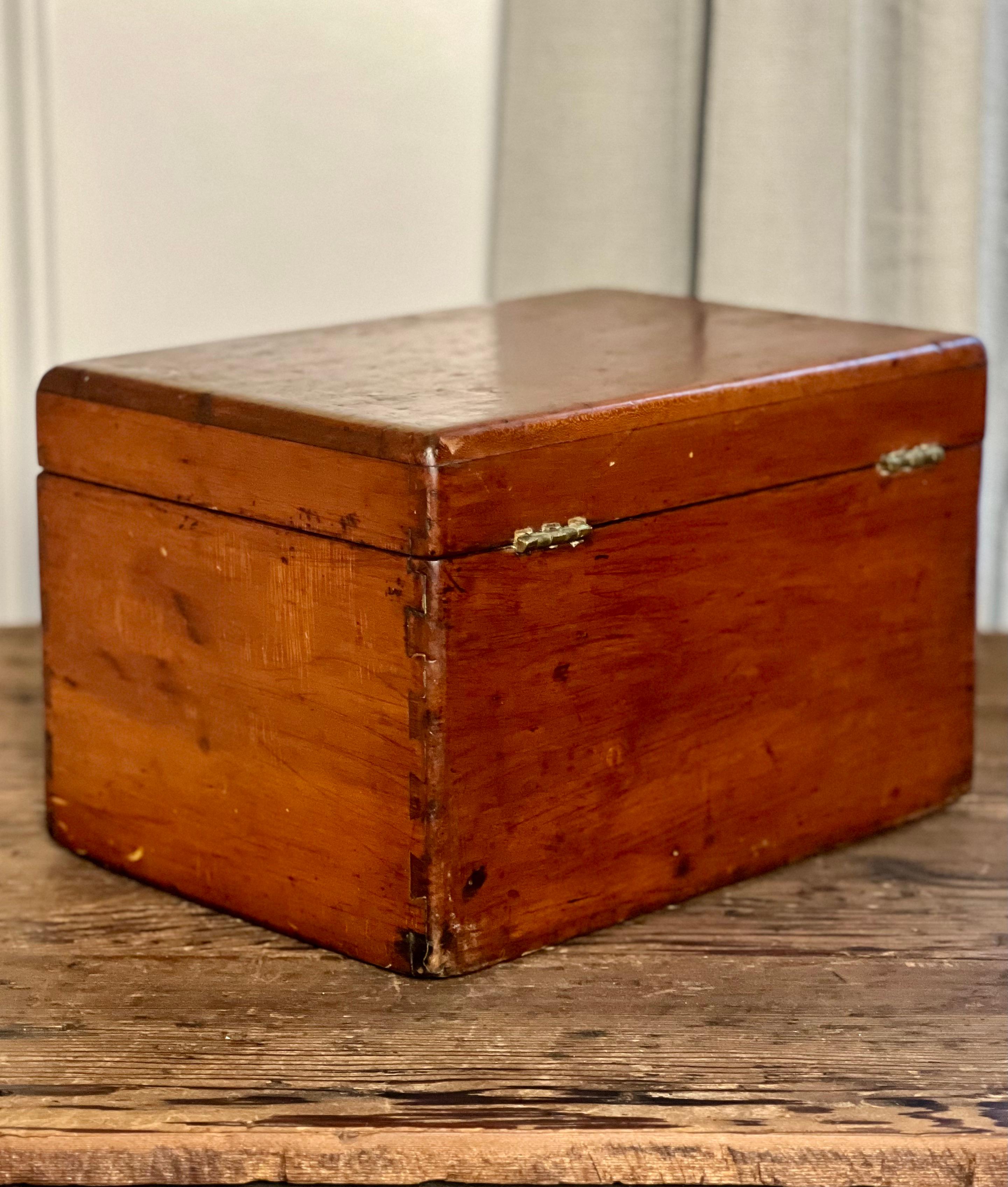Antique Mahogany Dovetailed Officer's Writing or Desk Box 1