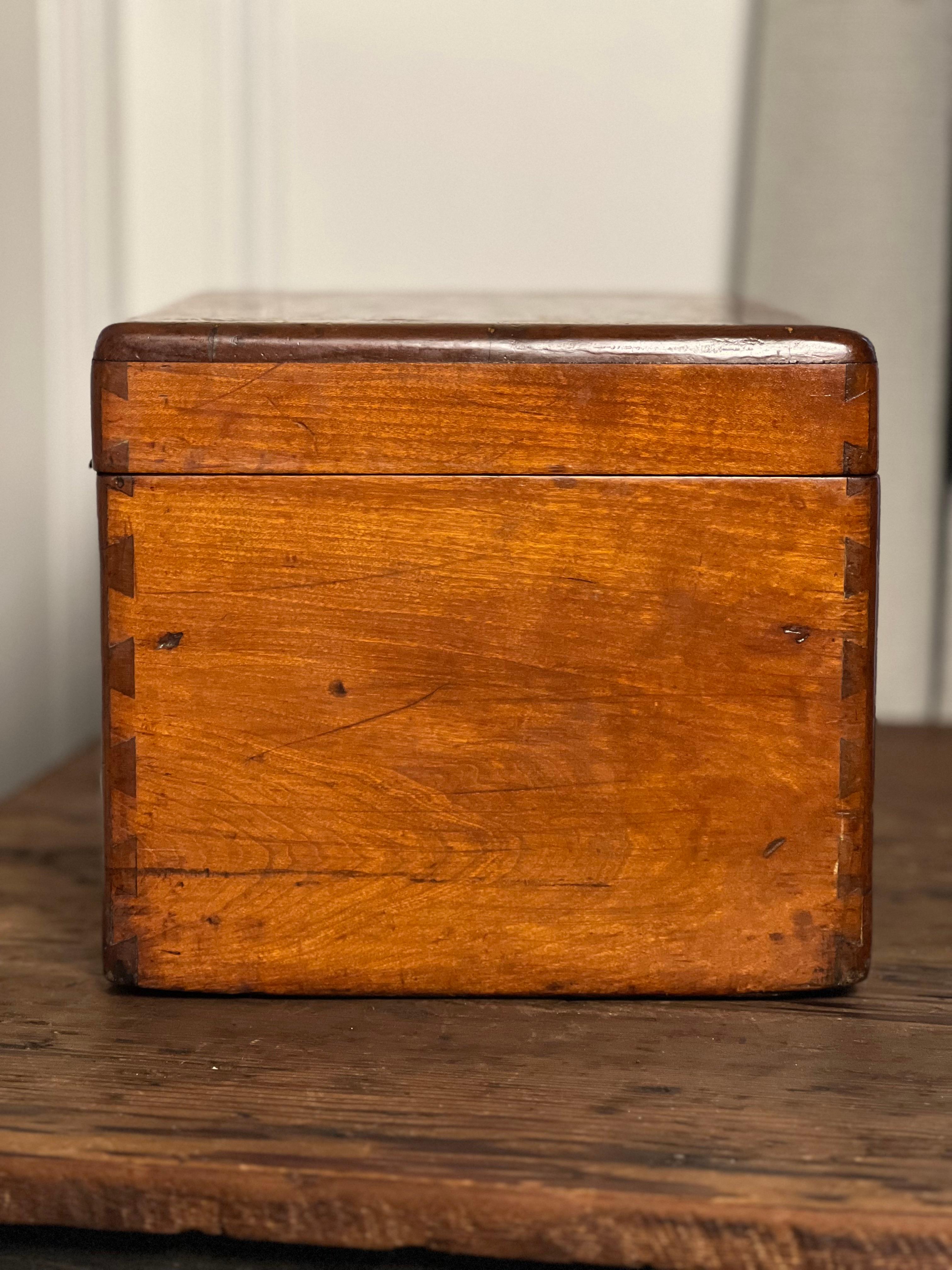 Antique Mahogany Dovetailed Officer's Writing or Desk Box 2