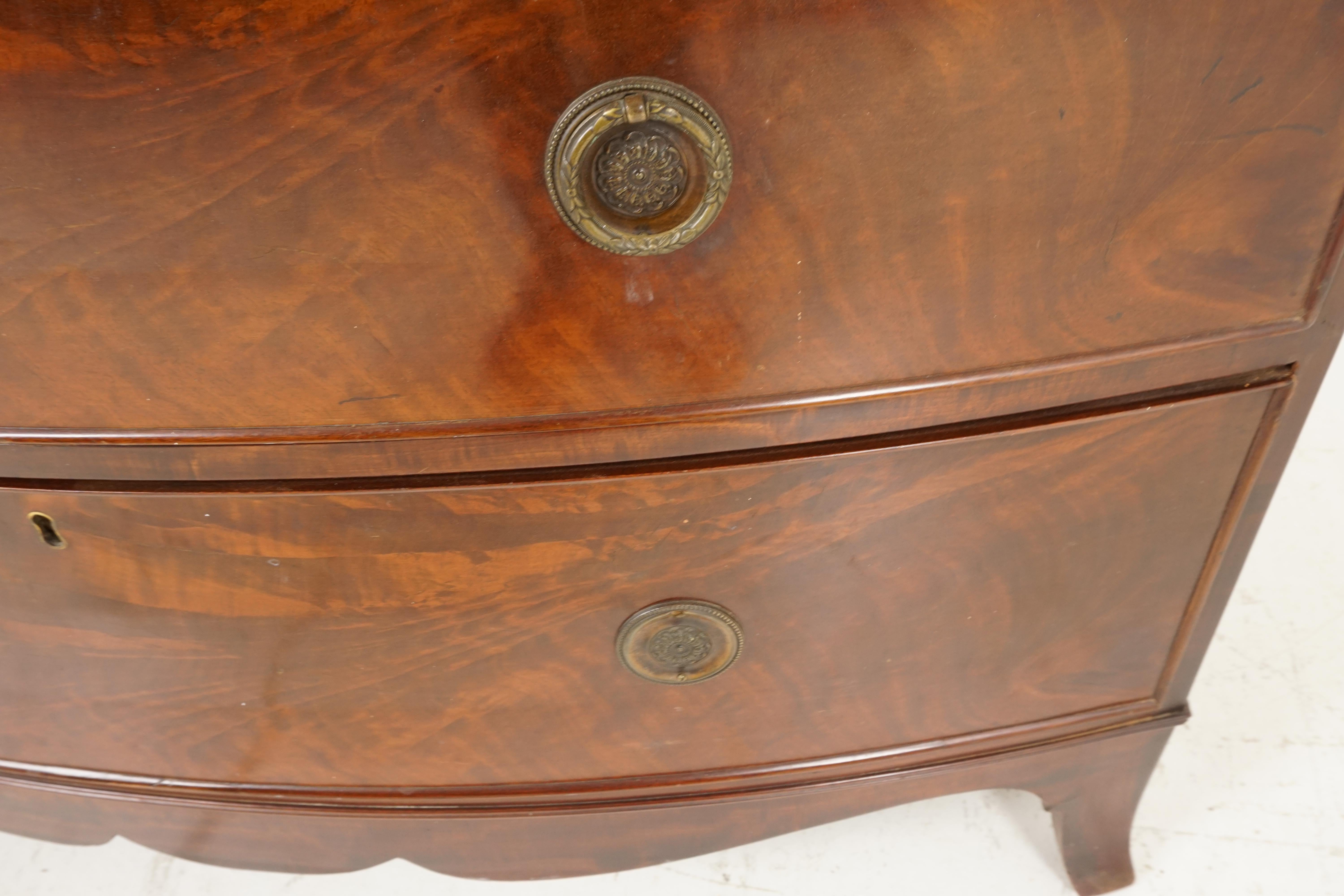 Scottish Antique Mahogany Dresser, Early 19th Century, Bow Front Chest of Drawers