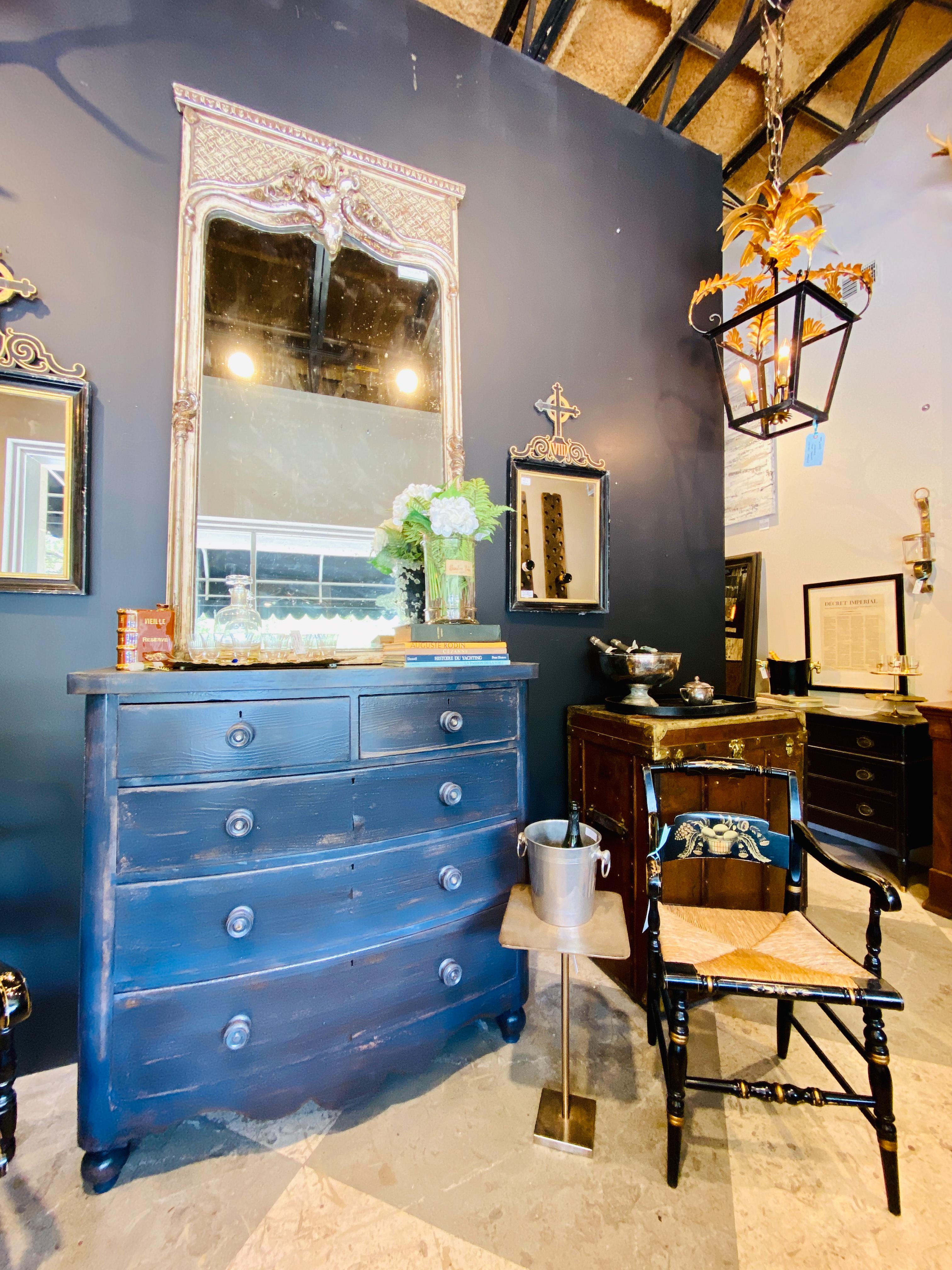 Antique Mahogany Dresser in Hale Navy with Mother of Pearl Inlayed Pulls 13