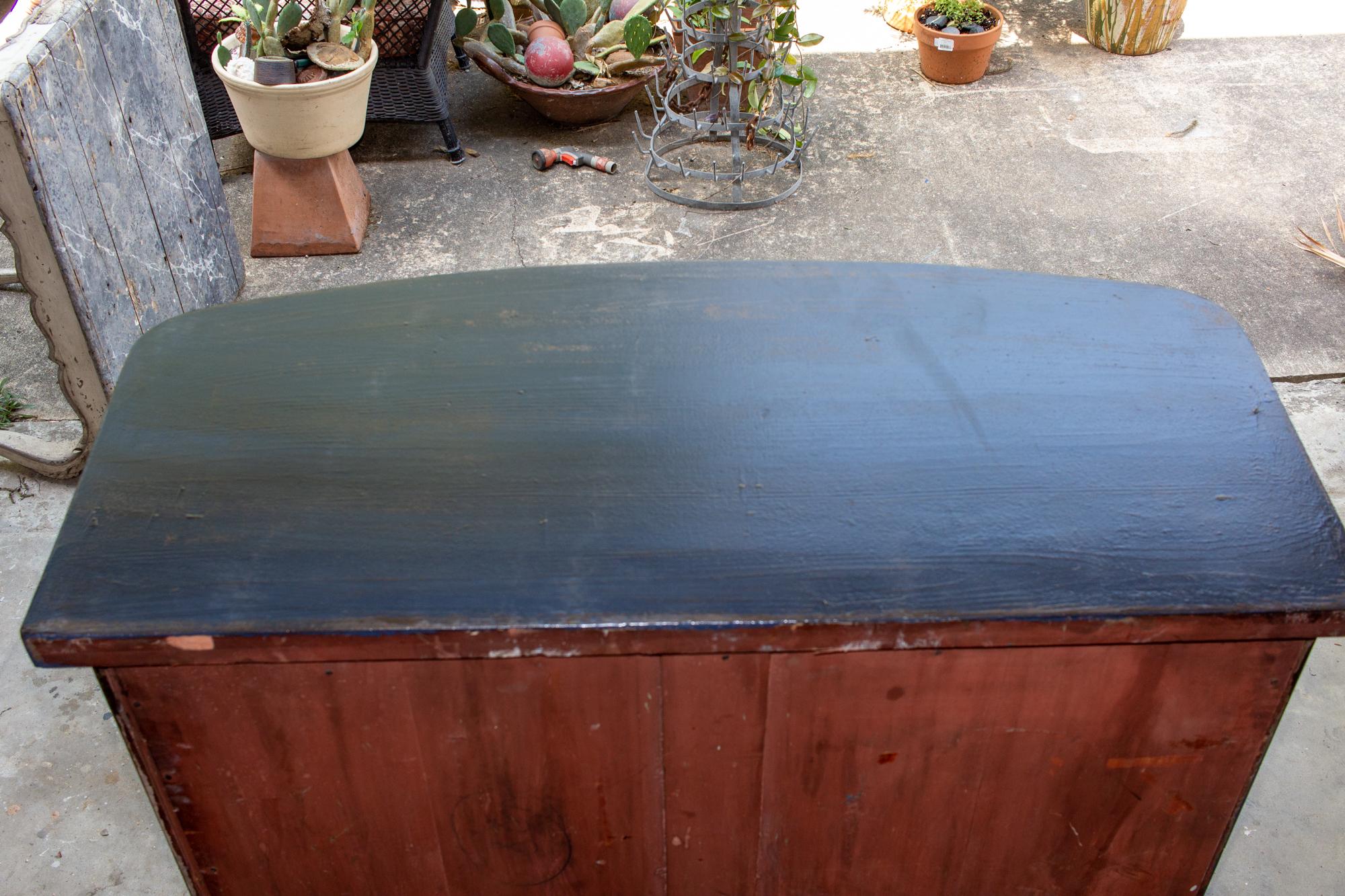 19th Century Antique Mahogany Dresser in Hale Navy with Mother of Pearl Inlayed Pulls