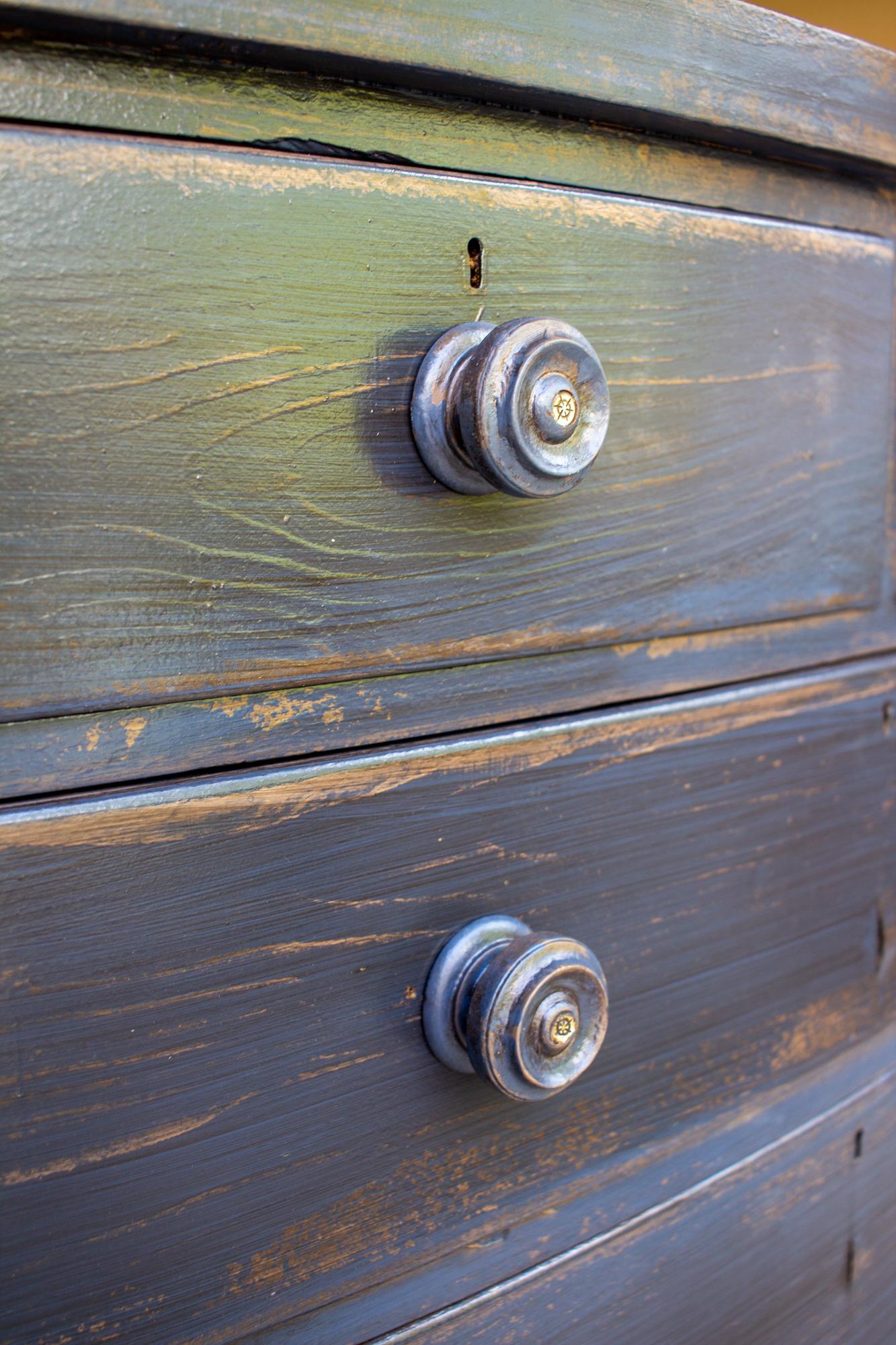 Paint Antique Mahogany Dresser in Hale Navy with Mother of Pearl Inlayed Pulls