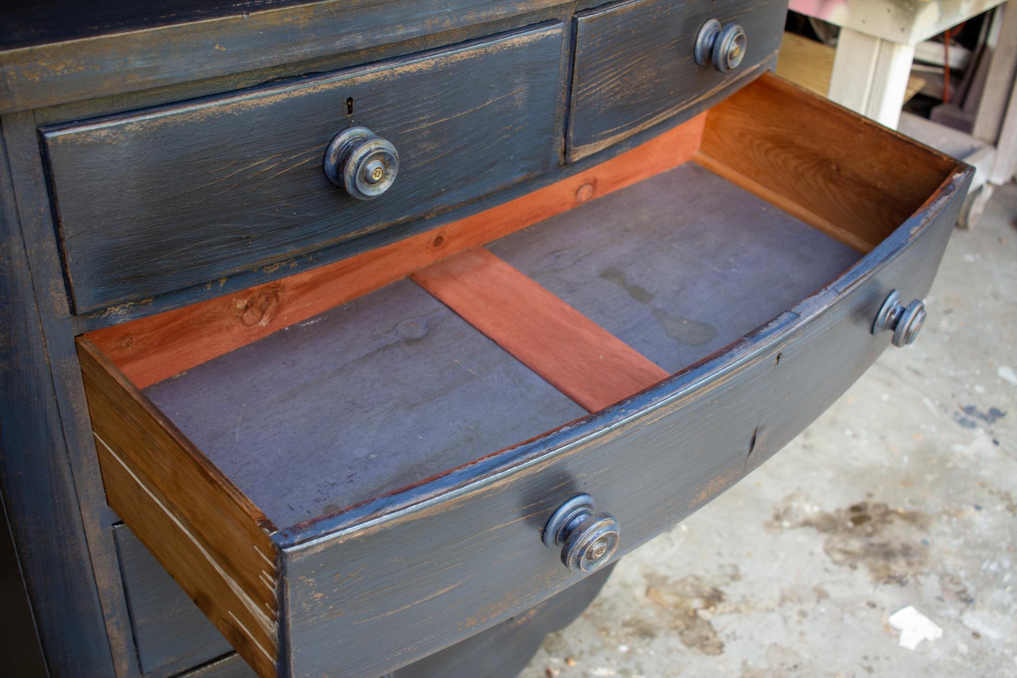 Antique Mahogany Dresser in Hale Navy with Mother of Pearl Inlayed Pulls 2