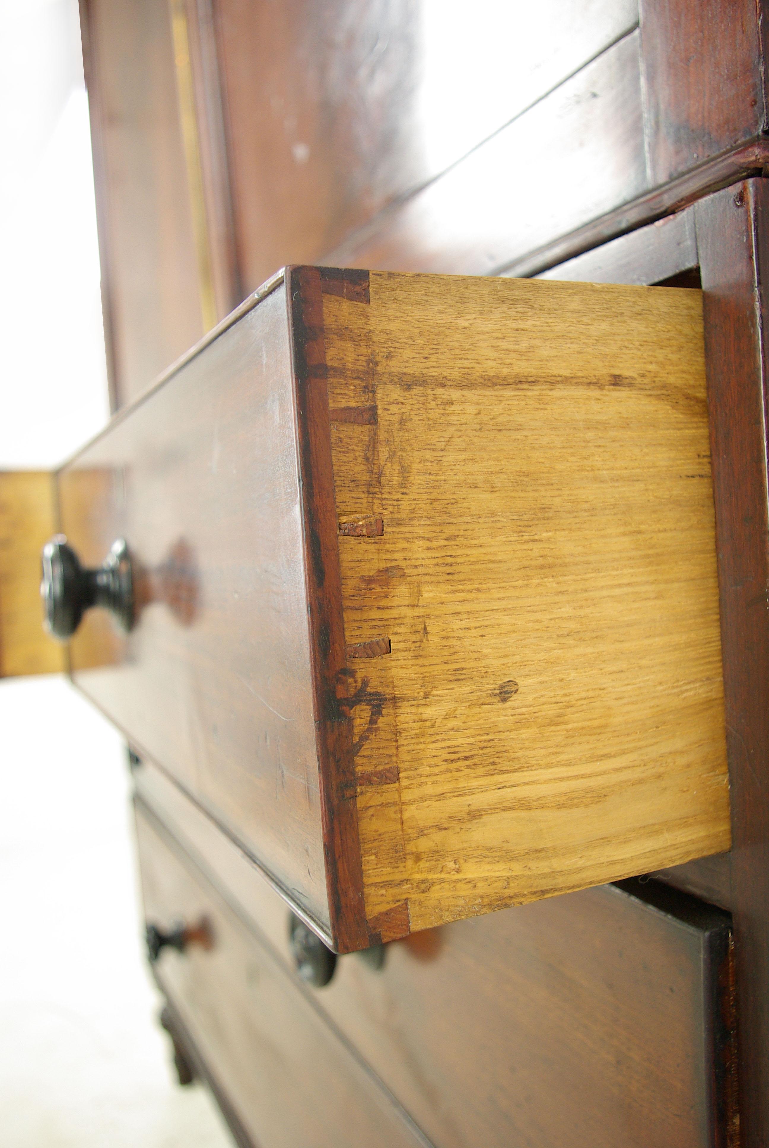 Scottish Antique Mahogany Dresser, Mahogany Linen Press, 1810, Antique Furniture