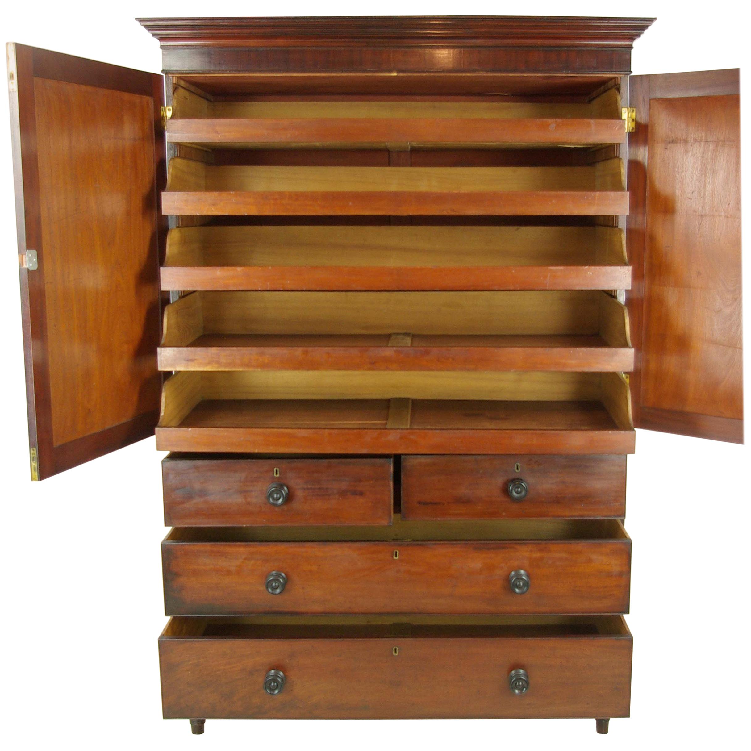 Antique Mahogany Dresser, Mahogany Linen Press, 1810, Antique Furniture